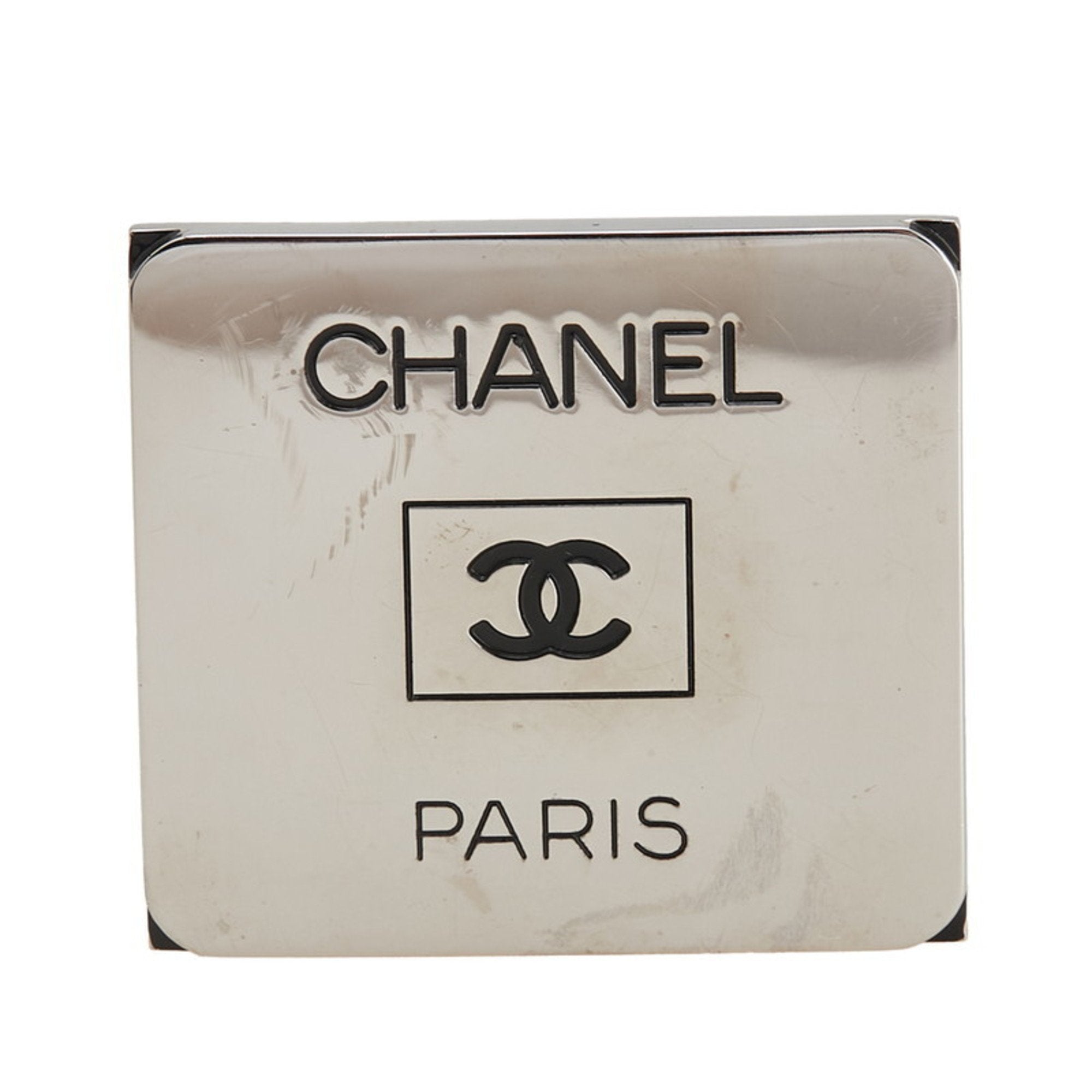 CC Logo Brooch Silver-Tone Metal