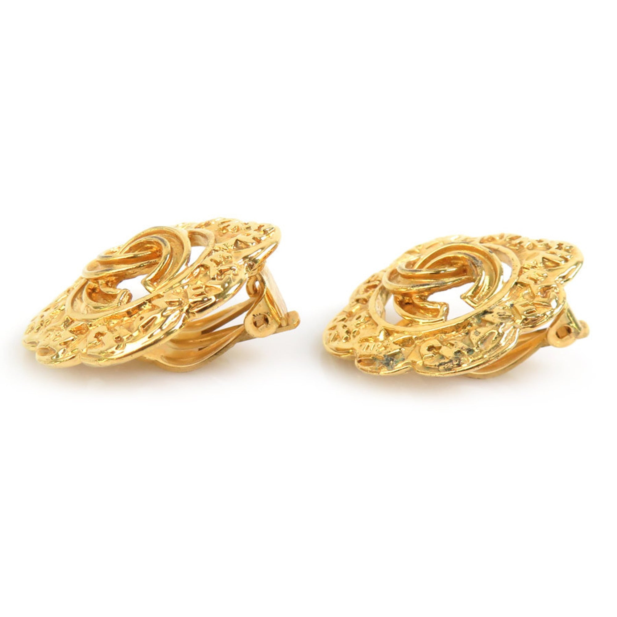 CC Logo Clip-On Earrings Gold-Tone Metal Gold-Tone Metal