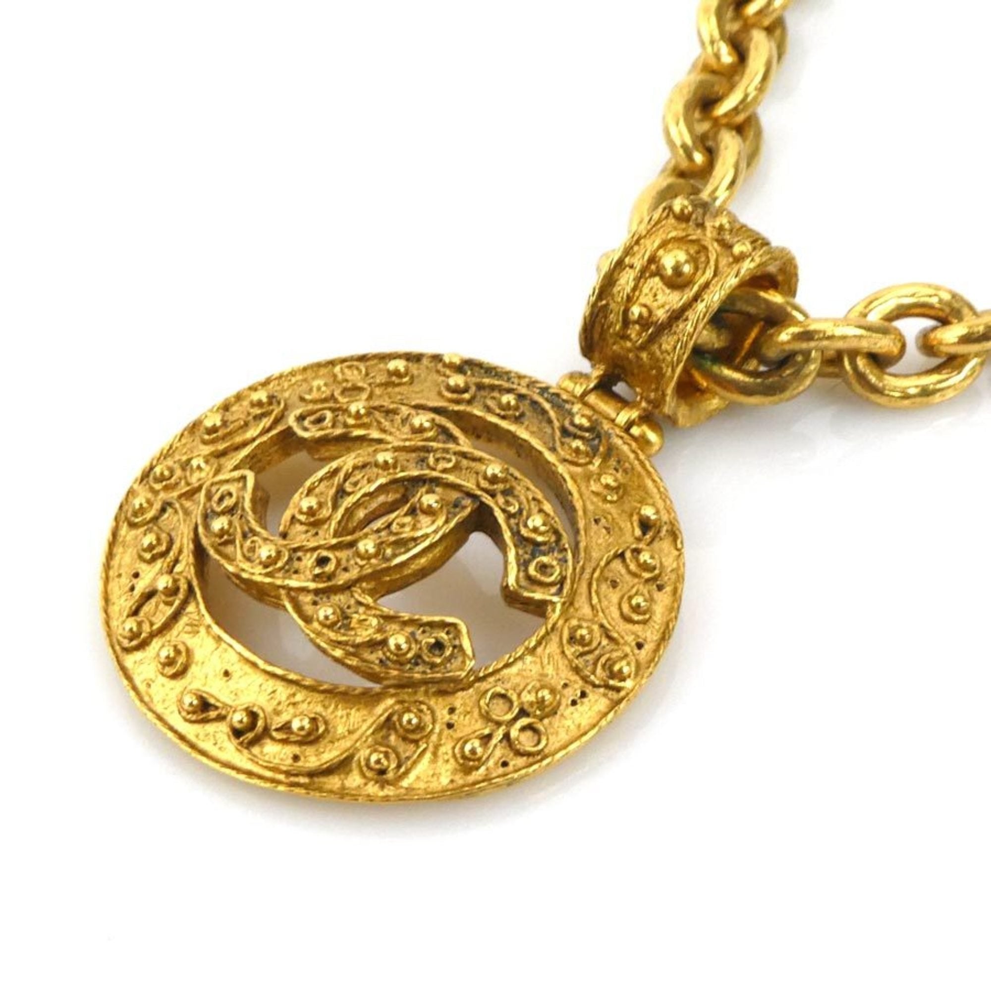 CC Logo Pendant Necklace Gold-Tone Metal
