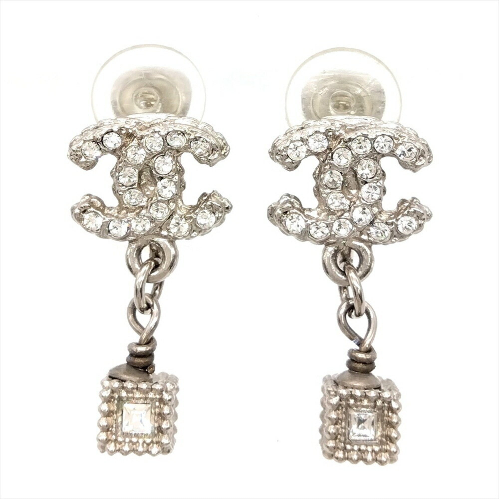CC Logo Earrings Silver-Tone Metal