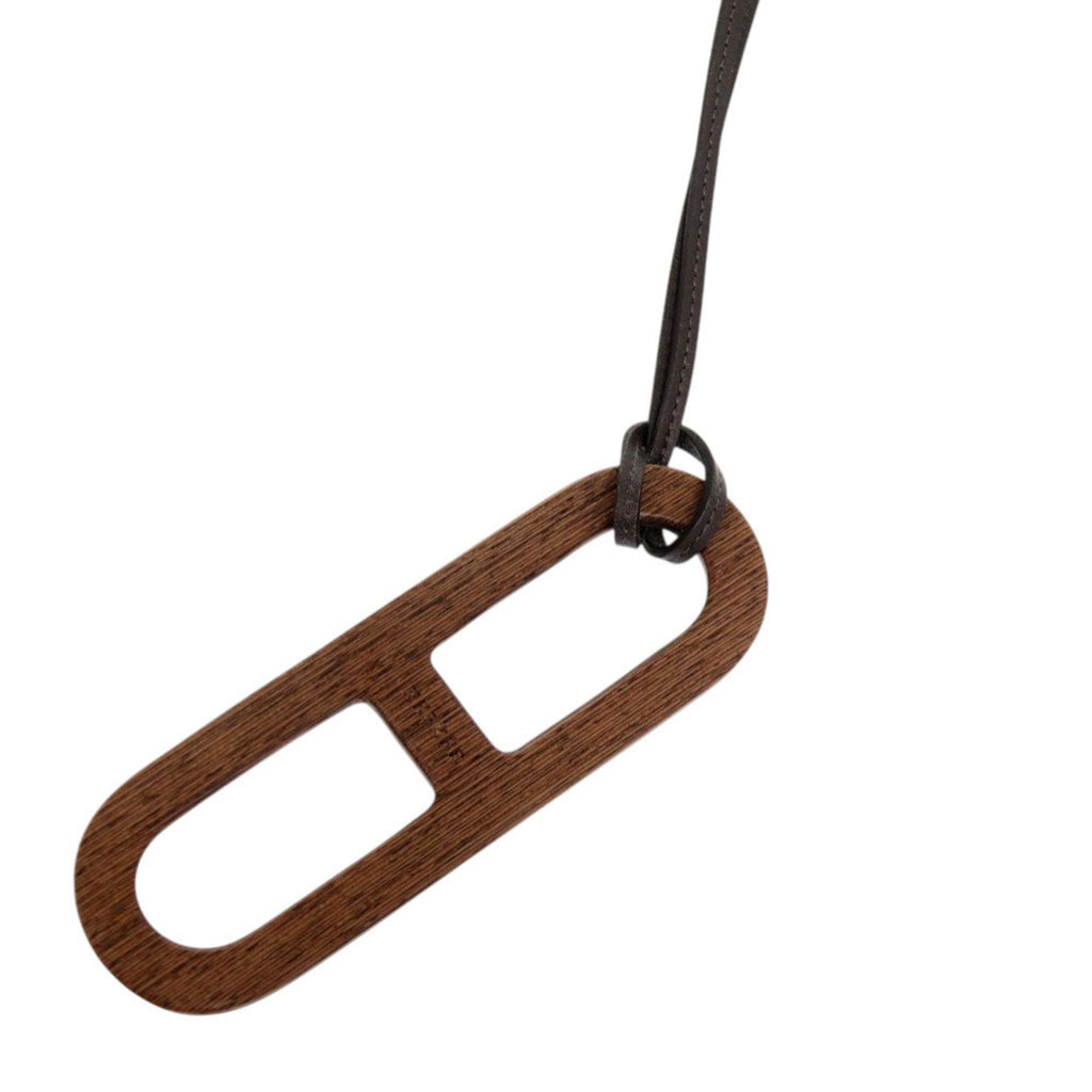 Pendant Necklace Shell and Wood Beige Brown Gray