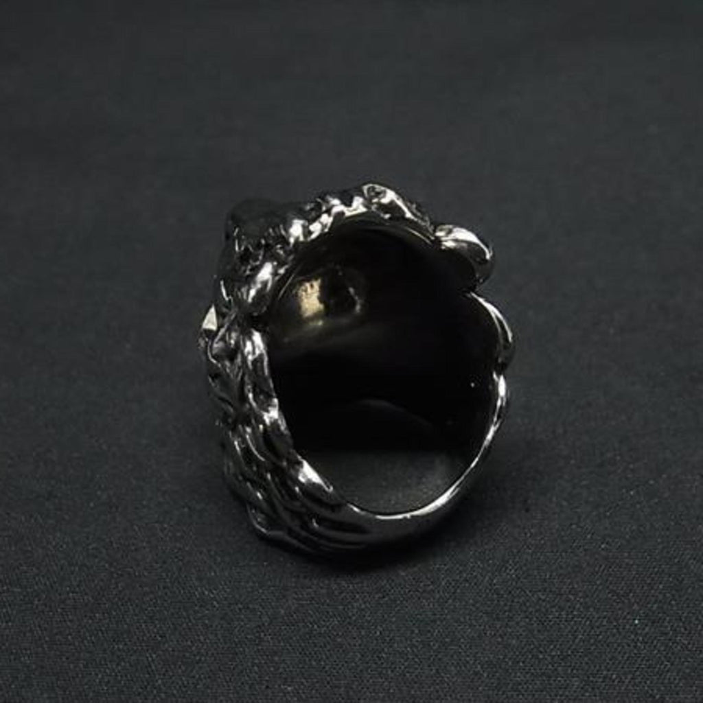 Lion Head Ring Metal With Rhinestone