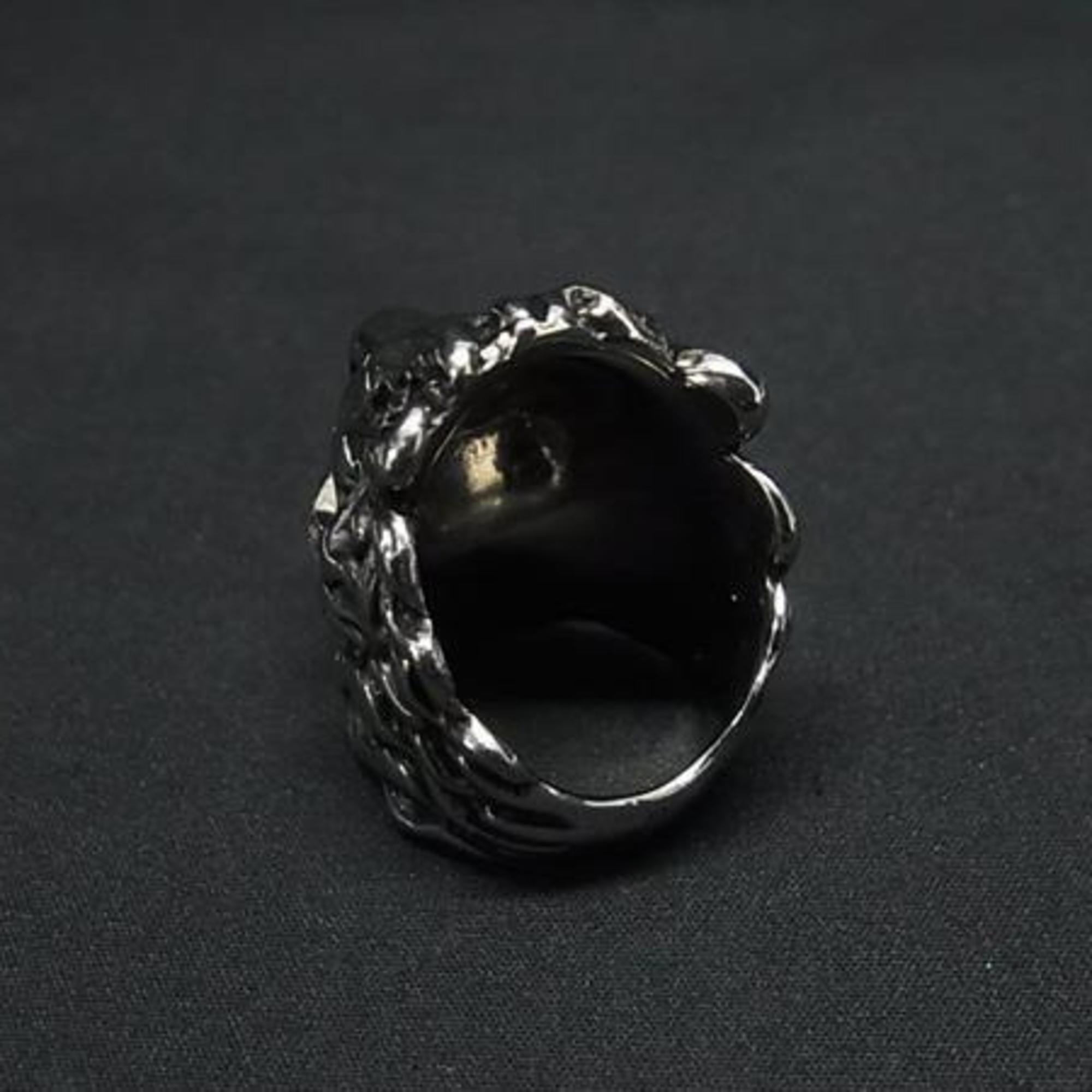 Lion Head Ring Metal With Rhinestone