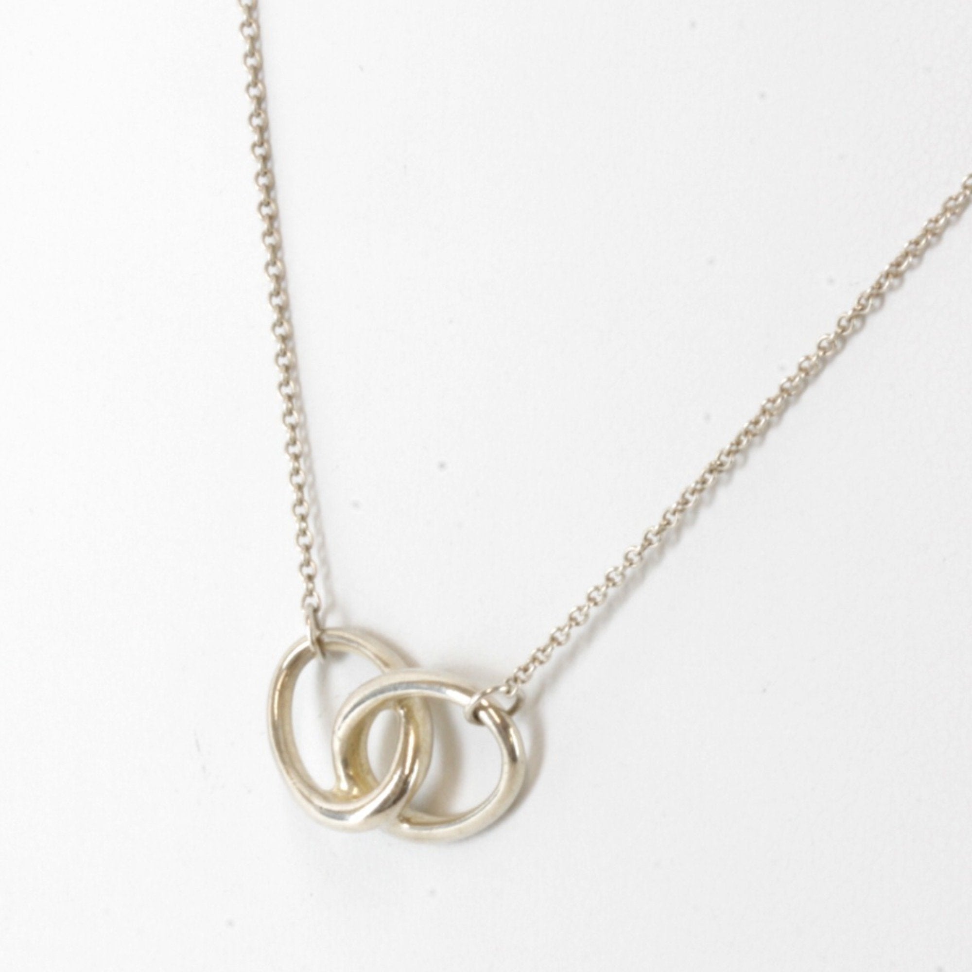 Double Loop Pendant Necklace Sterling Silver