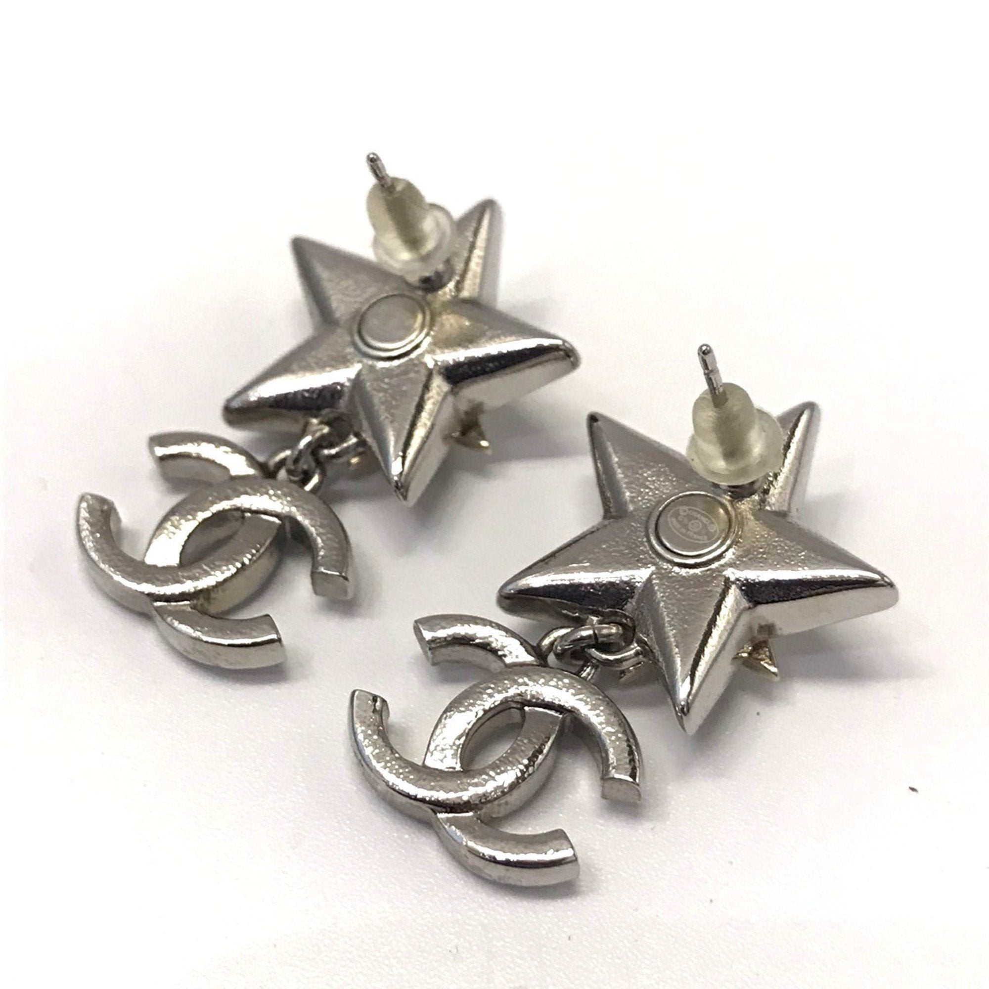 CC Logo Star Earrings Sterling Silver