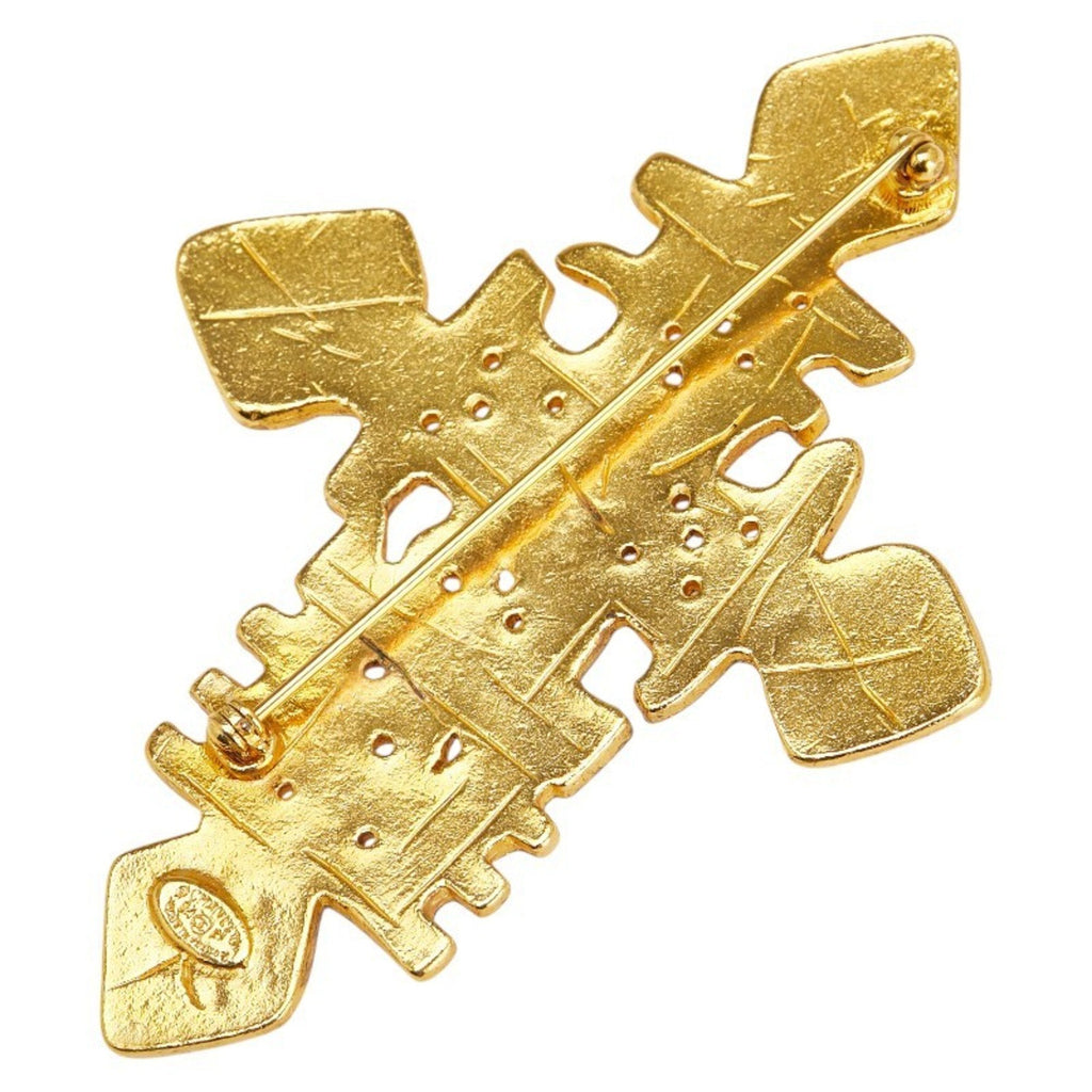 CC Logo Cross Brooch Metal