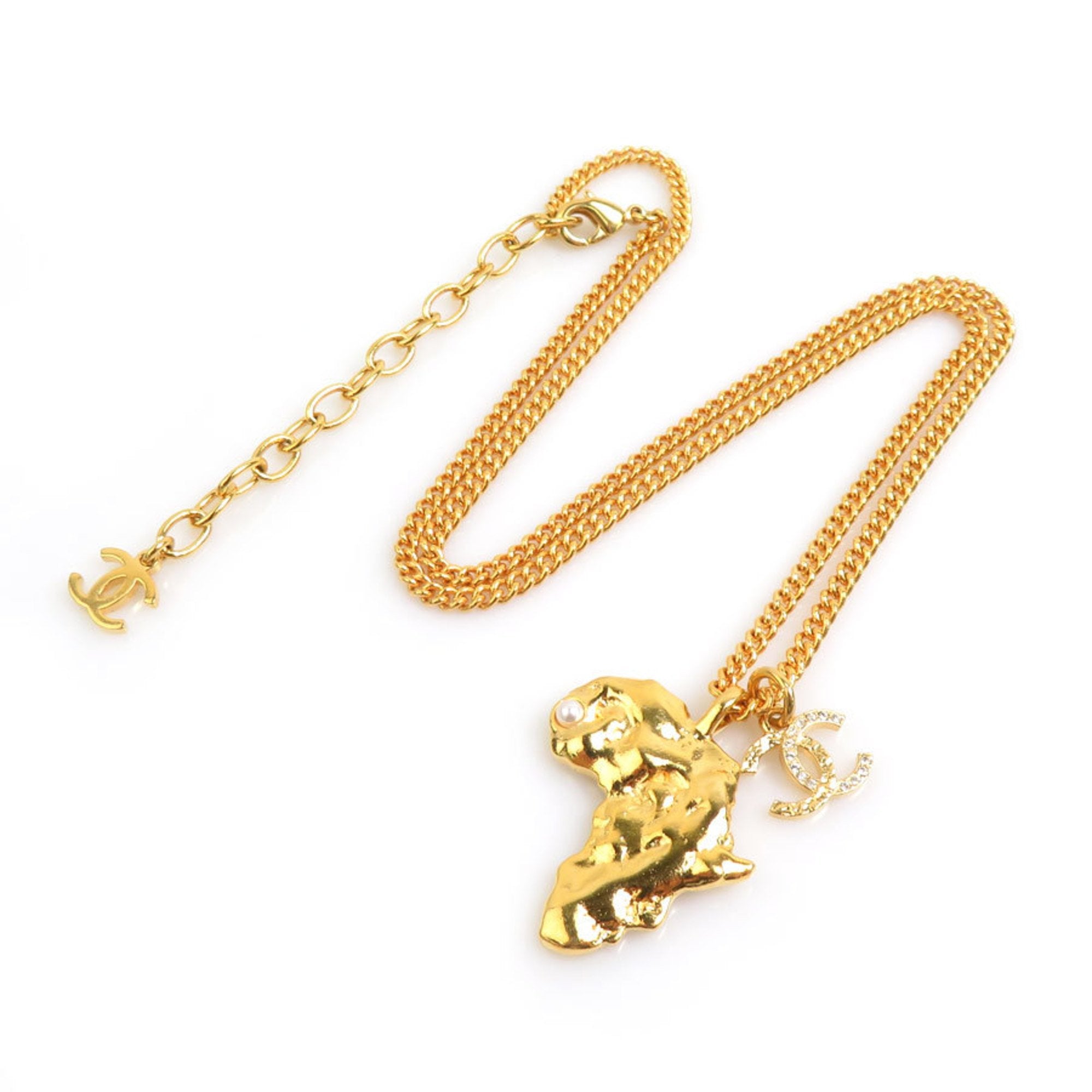 CC Logo Pendant Necklace Gold-Tone Metal