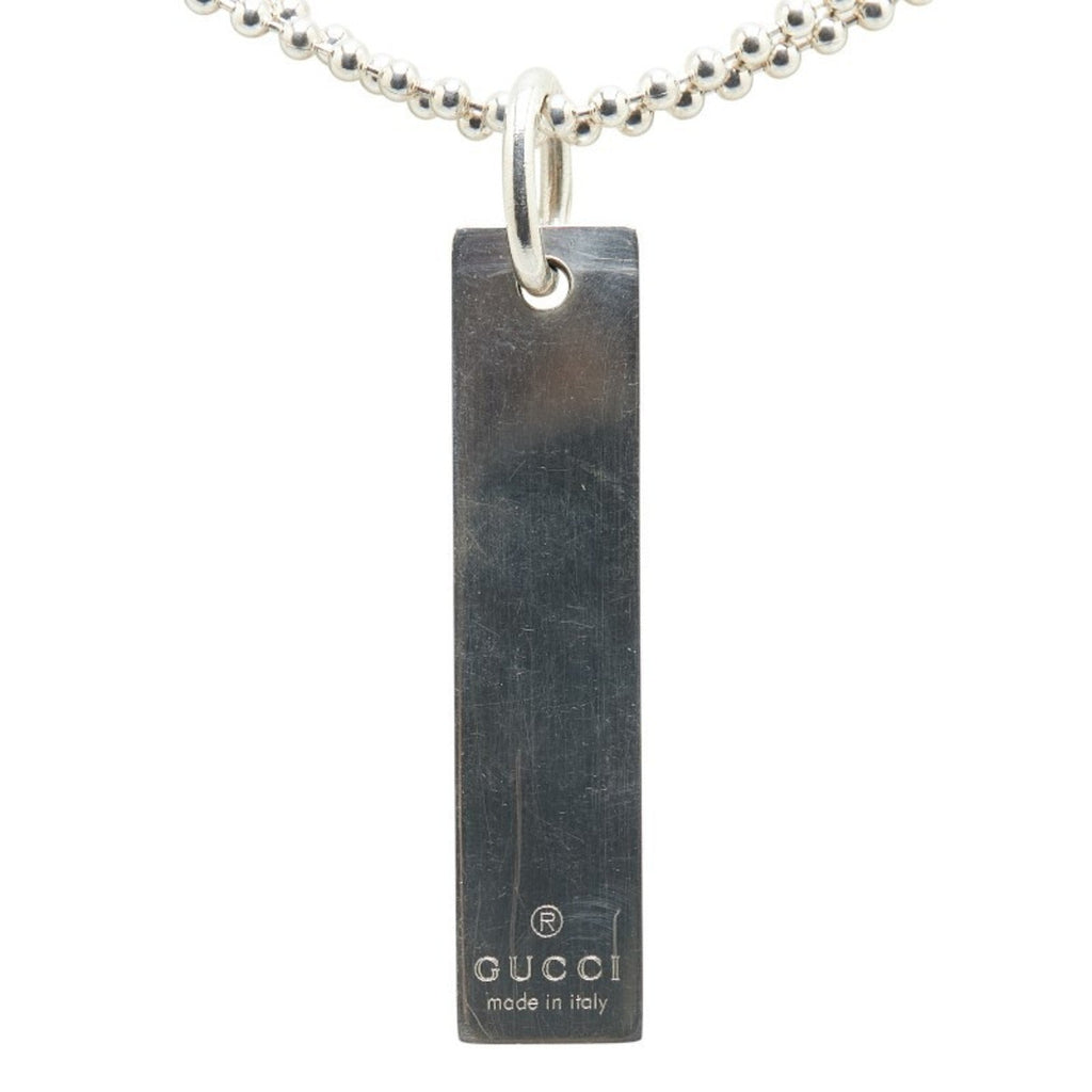 Plate Double Ball Chain Pendant Necklace Sterling Silver