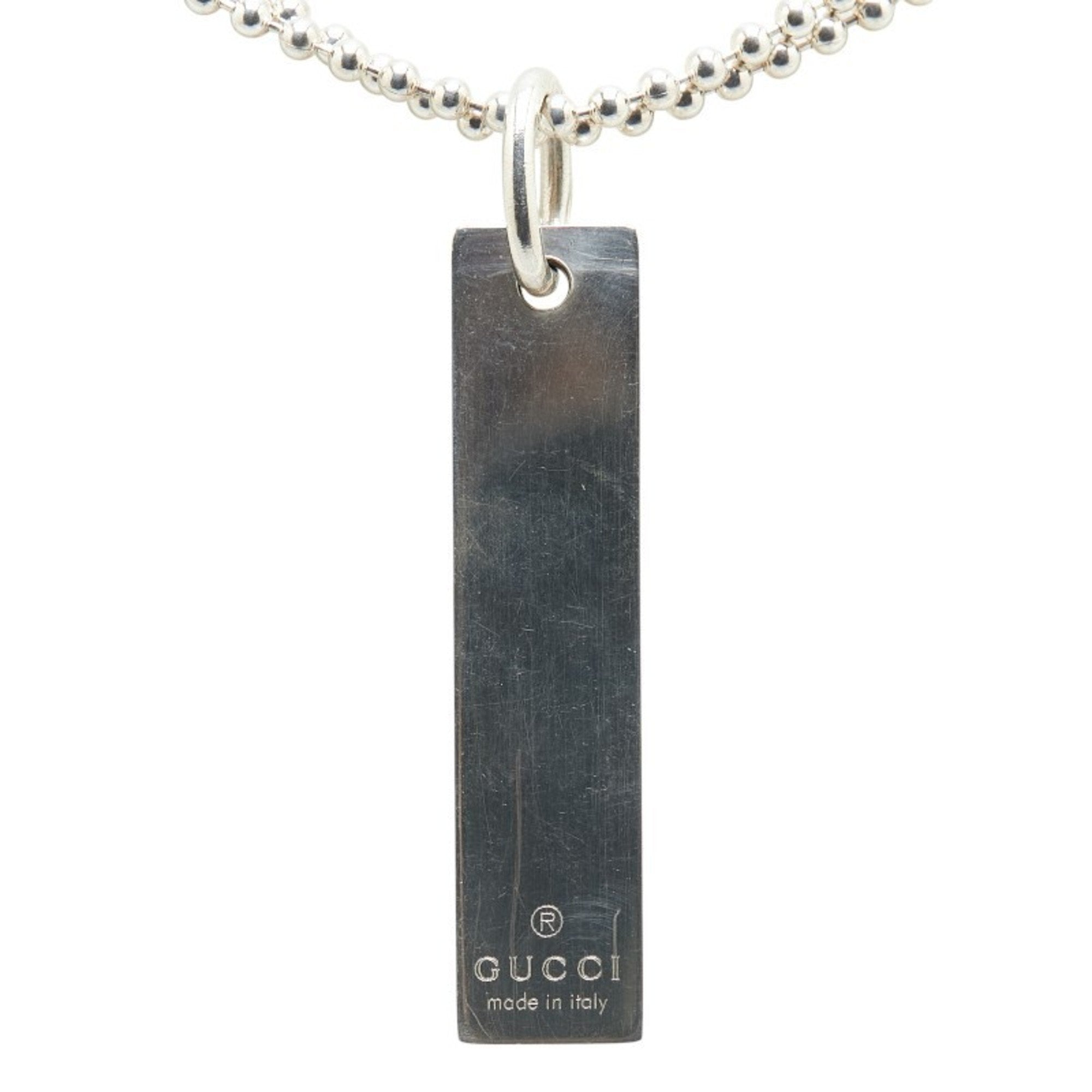 Plate Double Ball Chain Pendant Necklace Sterling Silver