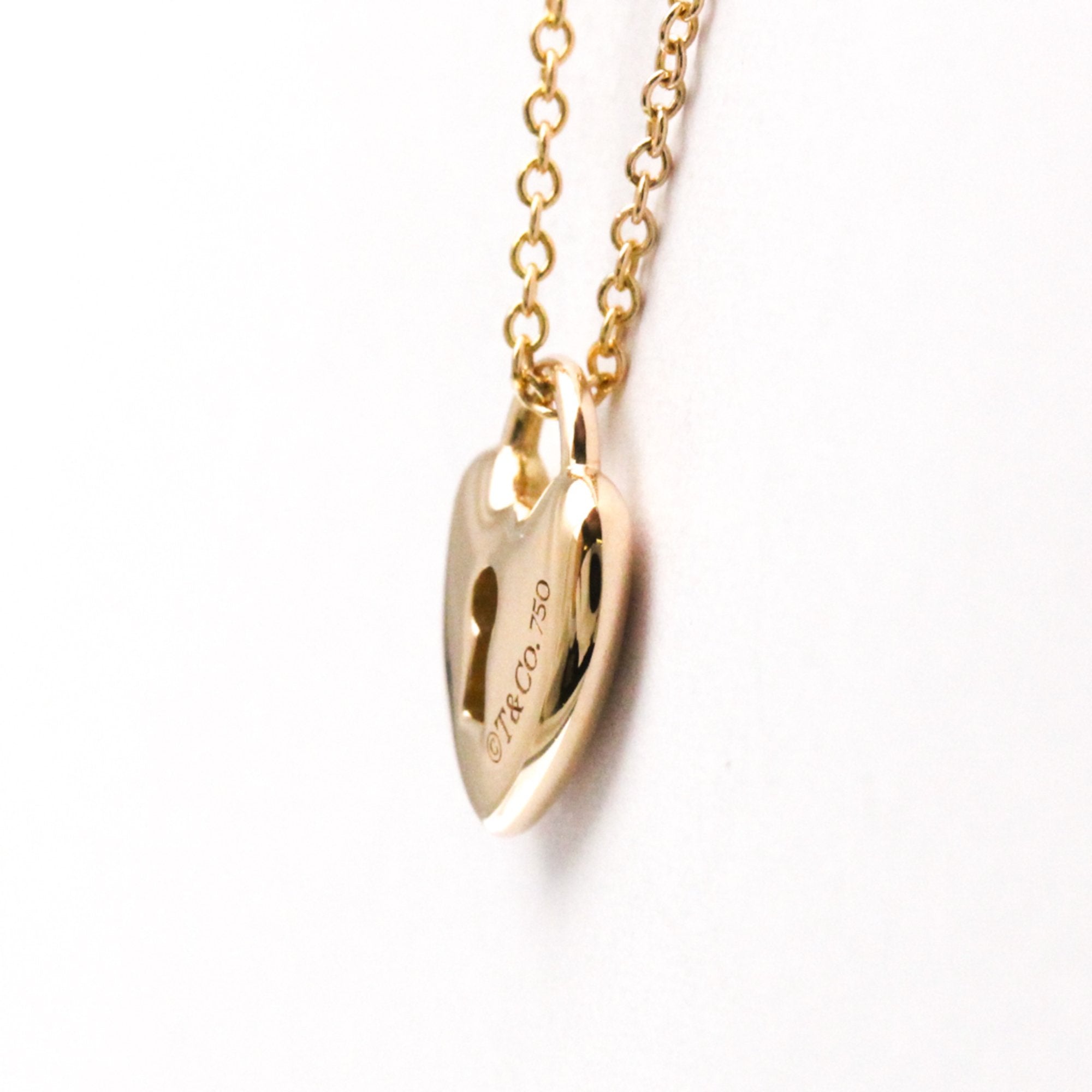 Heart Lock Key Pendant Necklace 18K Rose Gold