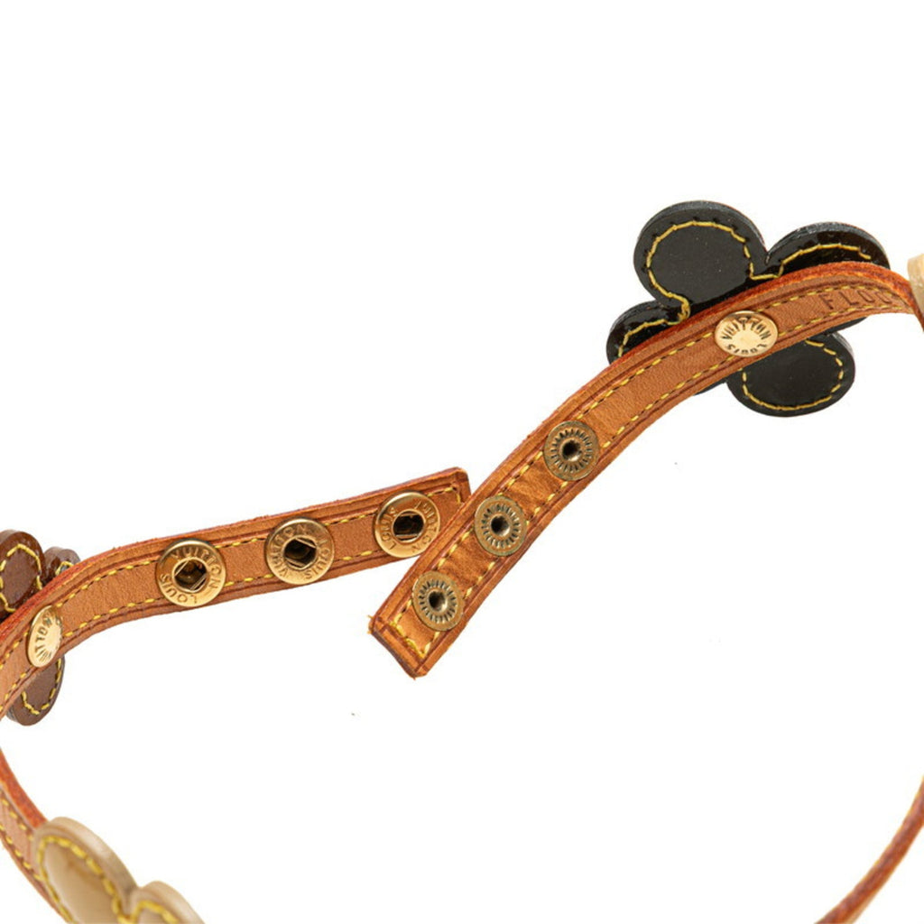 Flower Lexington Necklace Enamel and Leather Black Bronze Yellow