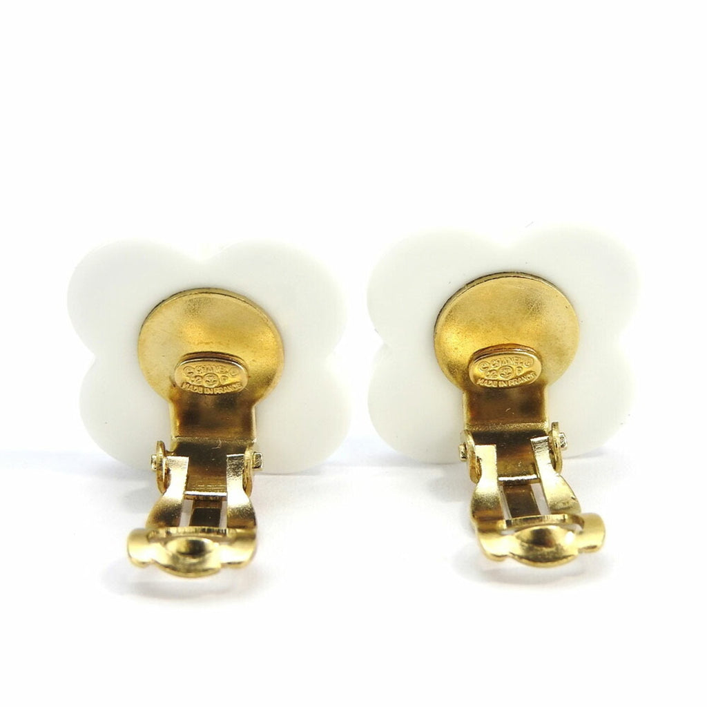 CC Logo Clover Flower Earrings Metal