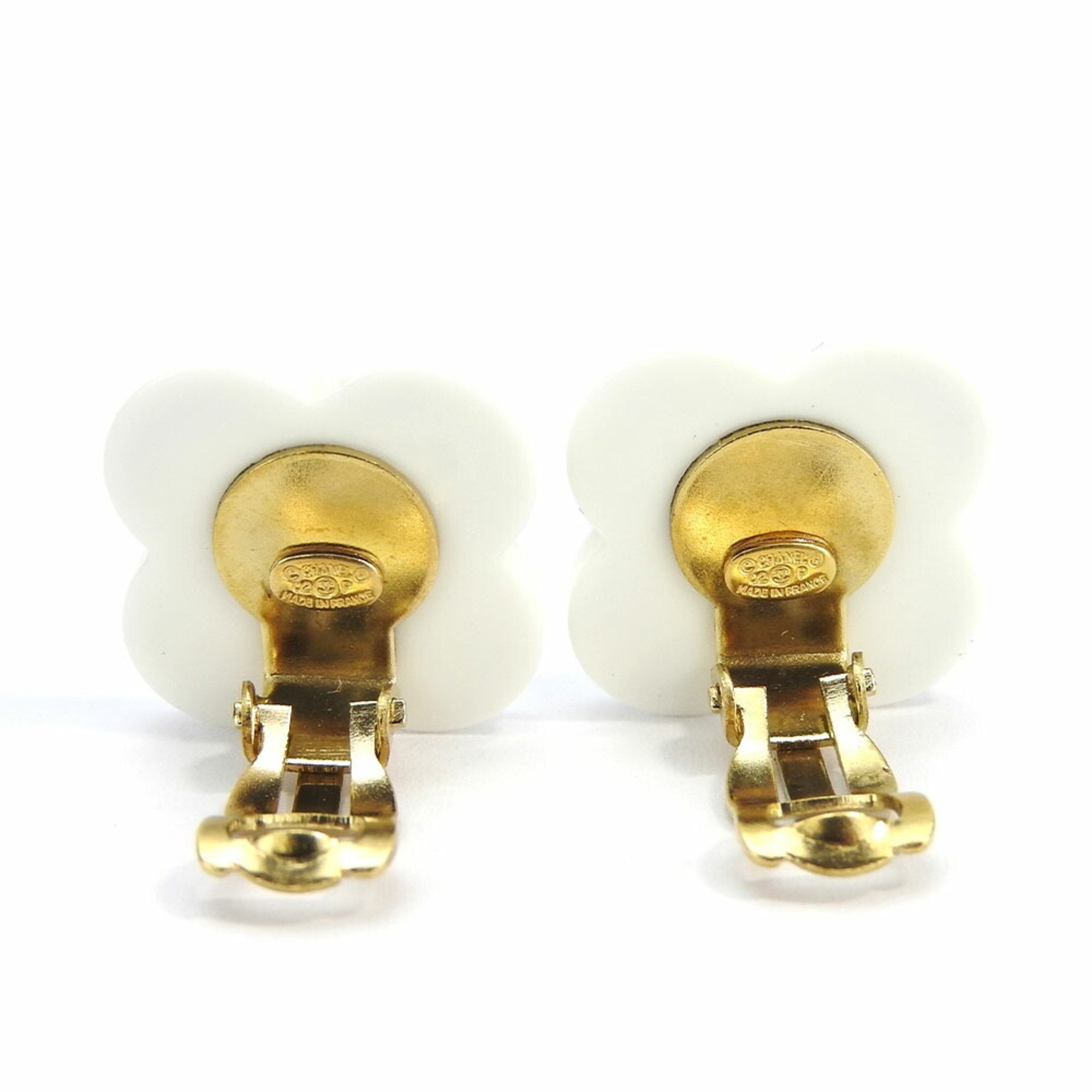 CC Logo Clover Flower Earrings Metal