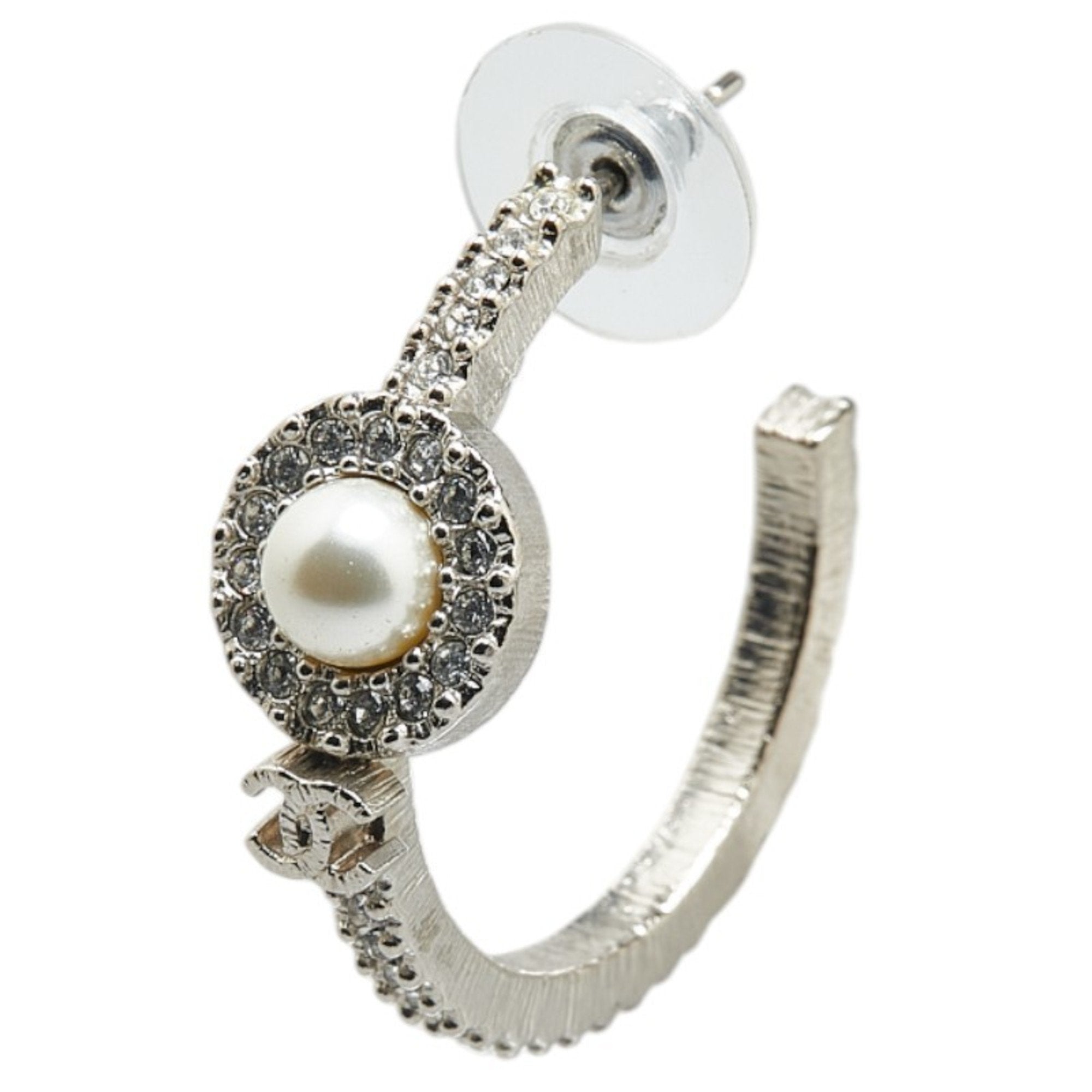 CC Logo Hoop Single Earring Silver-Tone Metal Silver-Tone Metal