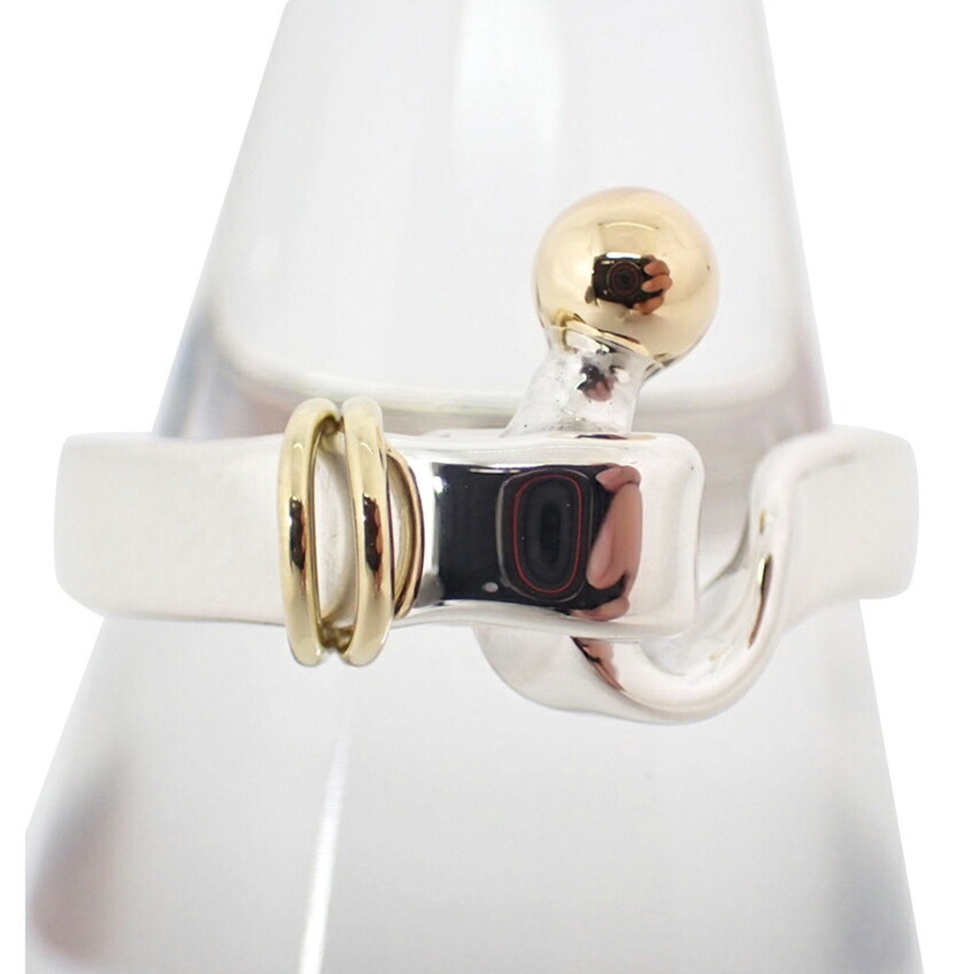 Hook & Eye Ring Sterling Silver and 18K Yellow Gold