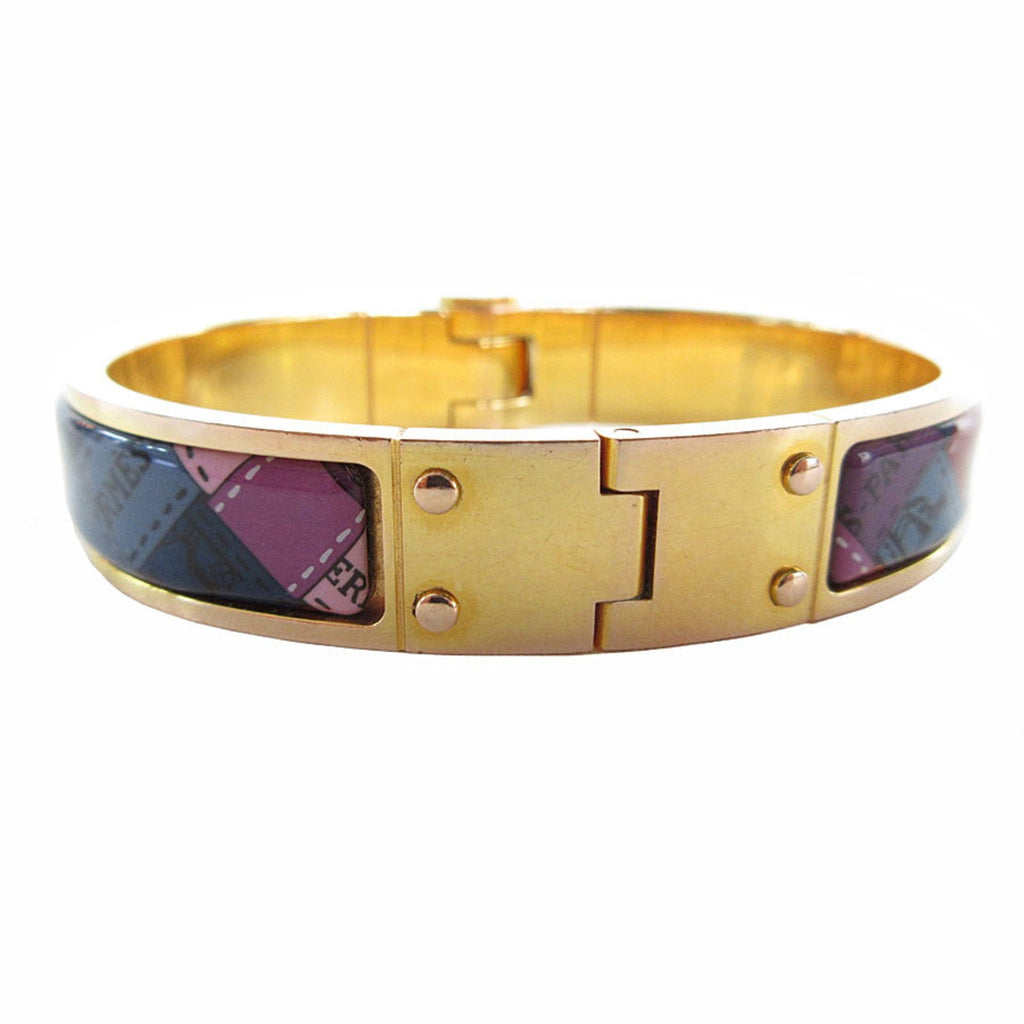 Bangle Bracelet Enamel and Metal Gold Multicolor