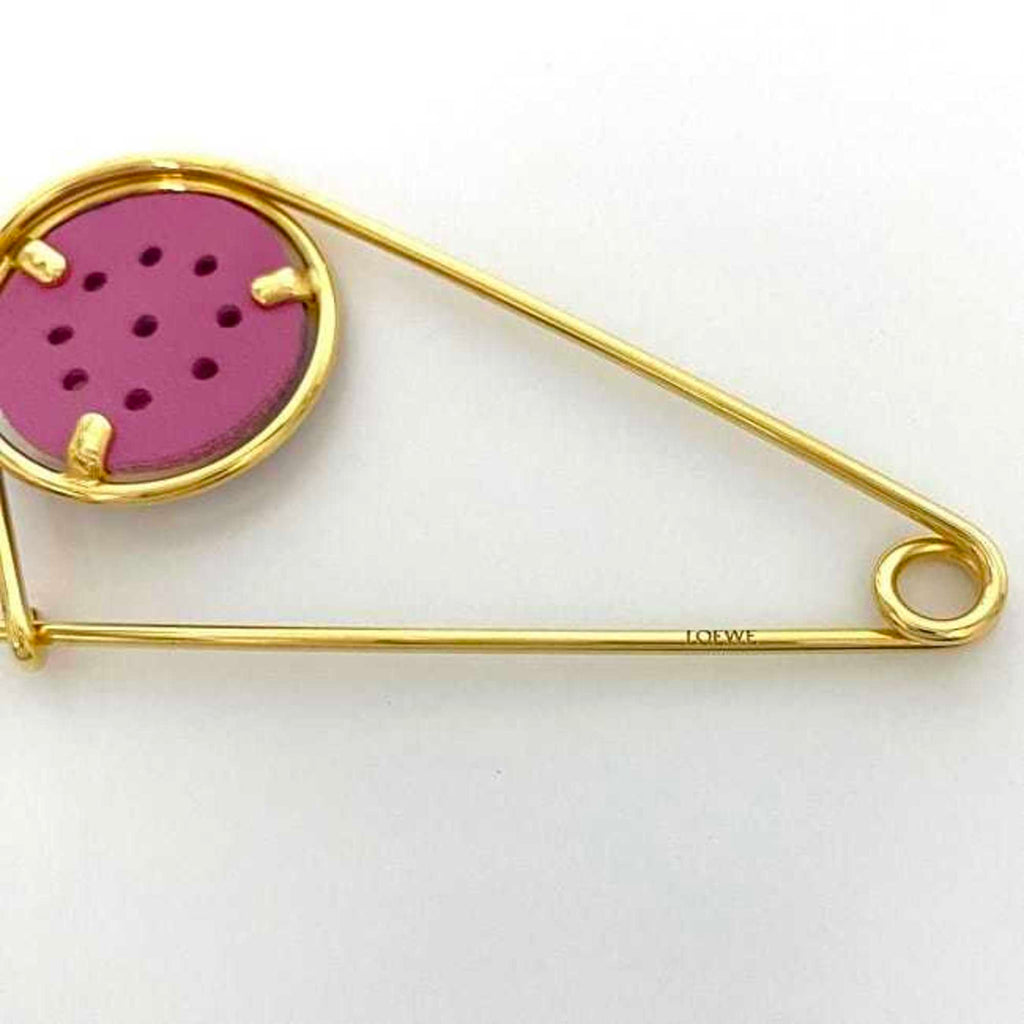 Pin Brooch Leather and Metal Purple
