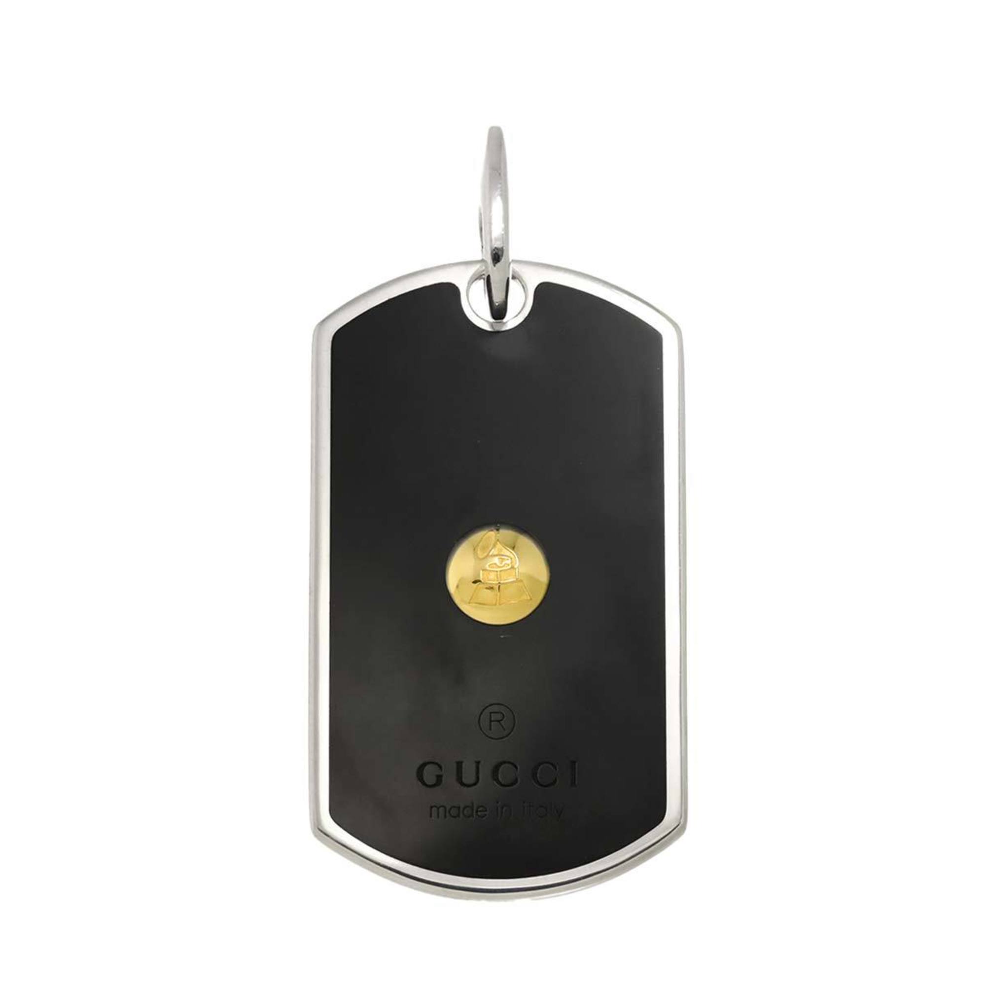 Dog Tag Pendant Necklace Enamel and Sterling Silver and 18K Yellow Gold