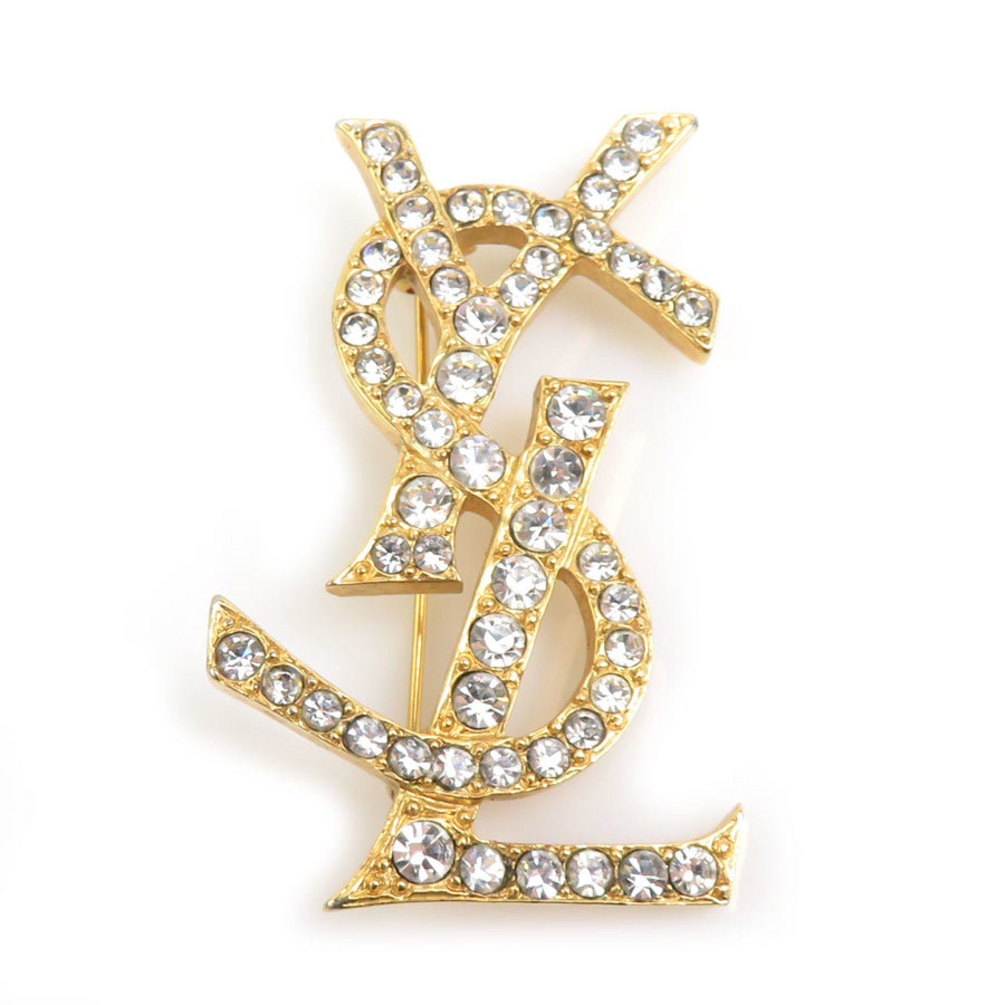 Brooch Metal Gold and Silver with Rhinestone