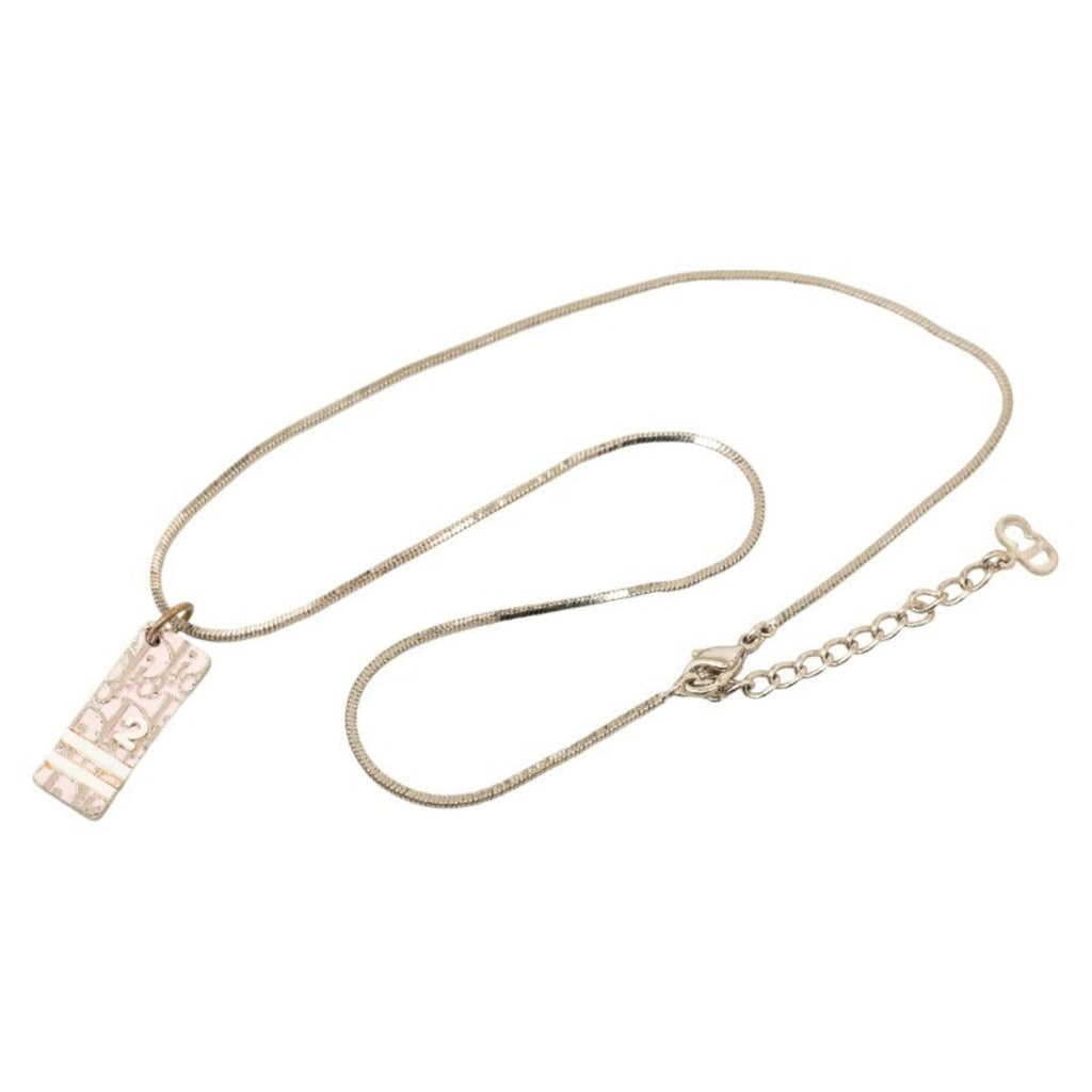 Pendant Necklace Metal Pink and Silver