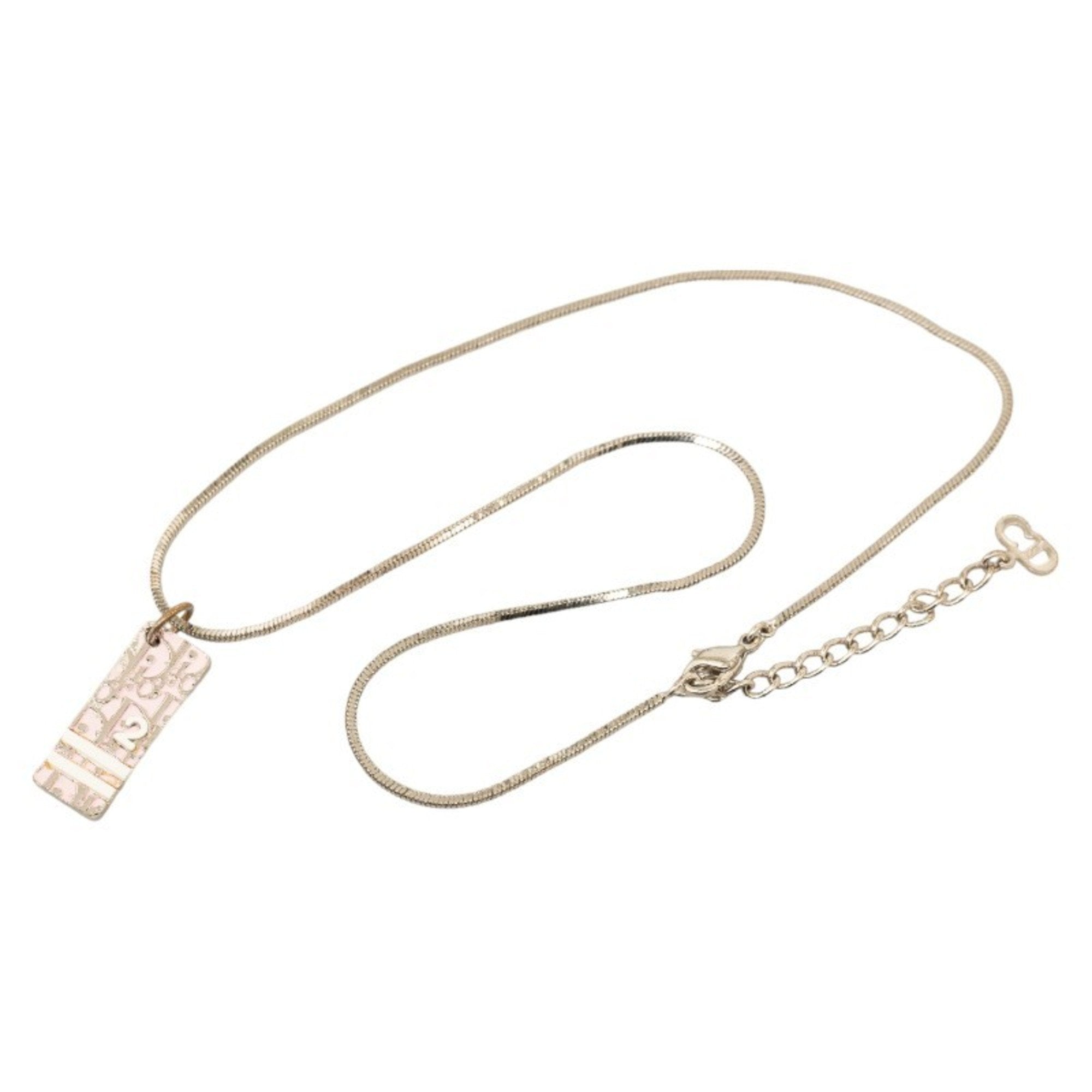 Pendant Necklace Metal Pink and Silver