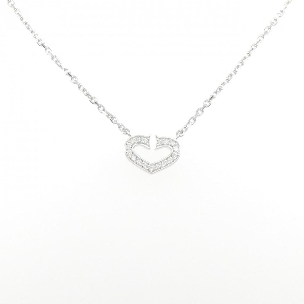 C Heart Pendant Necklace 18K White Gold