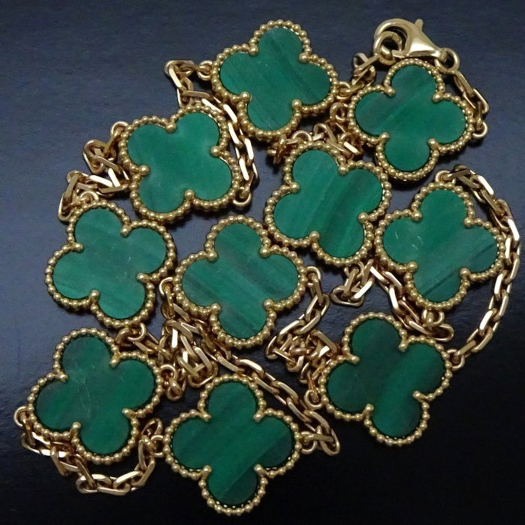 Alhambra Pendant Necklace 18K Yellow Gold and Malachite