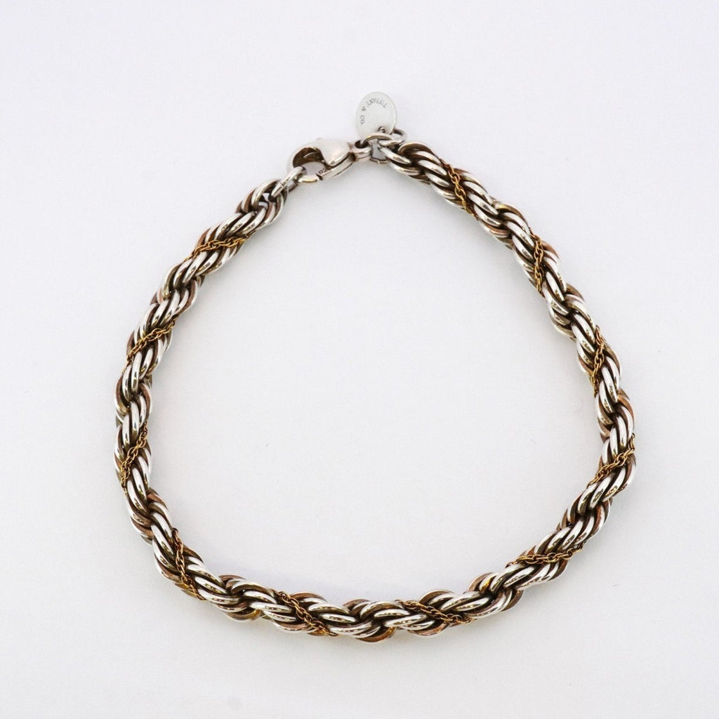 Twisted Rope Bracelet 18K Yellow Gold and Sterling Silver