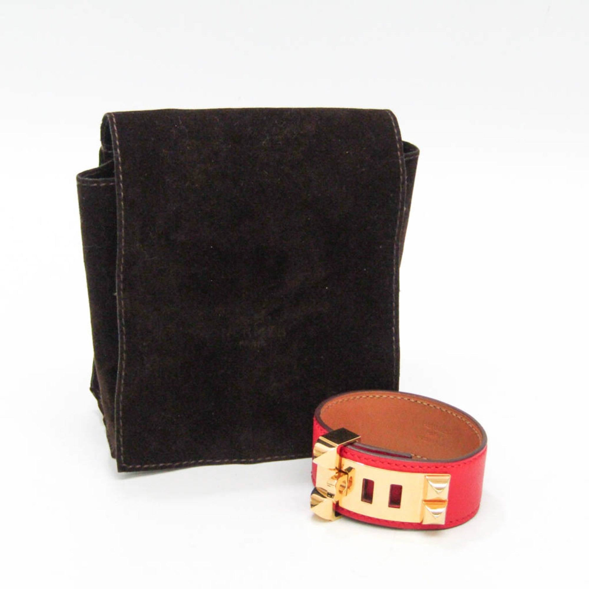 Collier de Chien Bracelet Leather and Metal Gold Red
