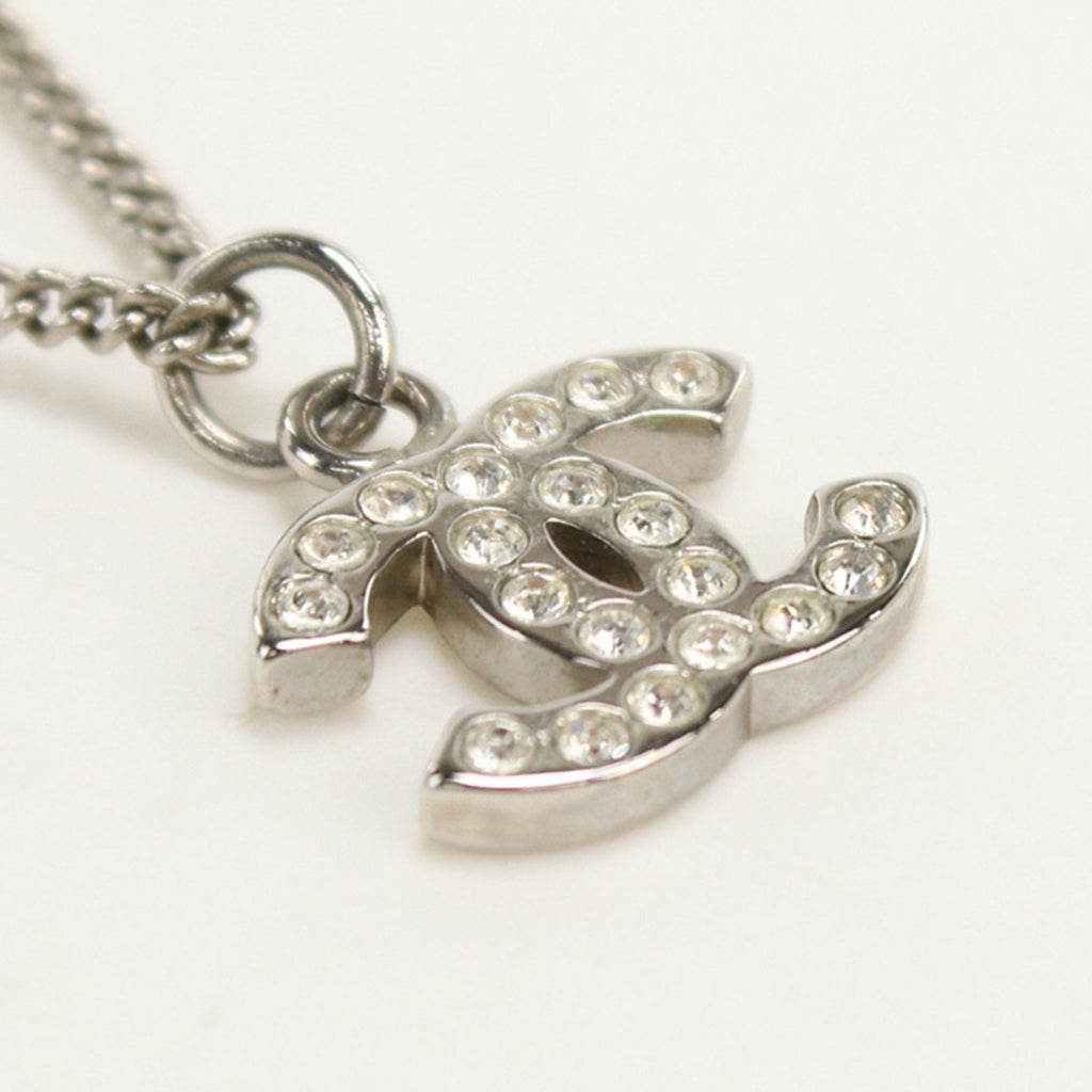 CC Logo Pendant Necklace Silver-Tone Metal