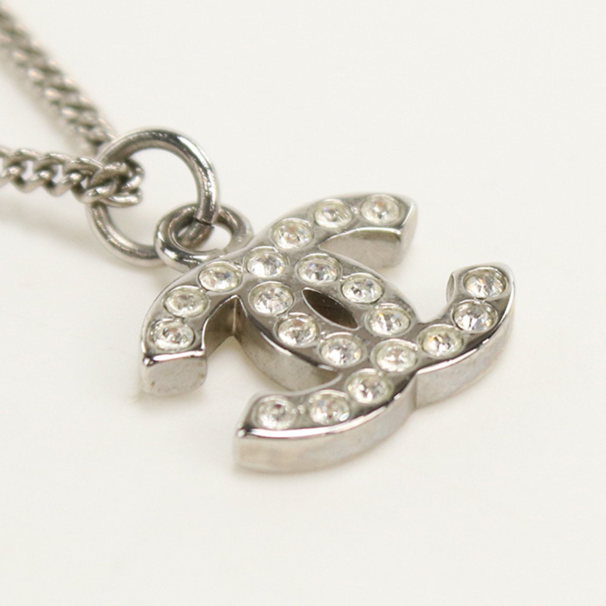 CC Logo Pendant Necklace Silver-Tone Metal