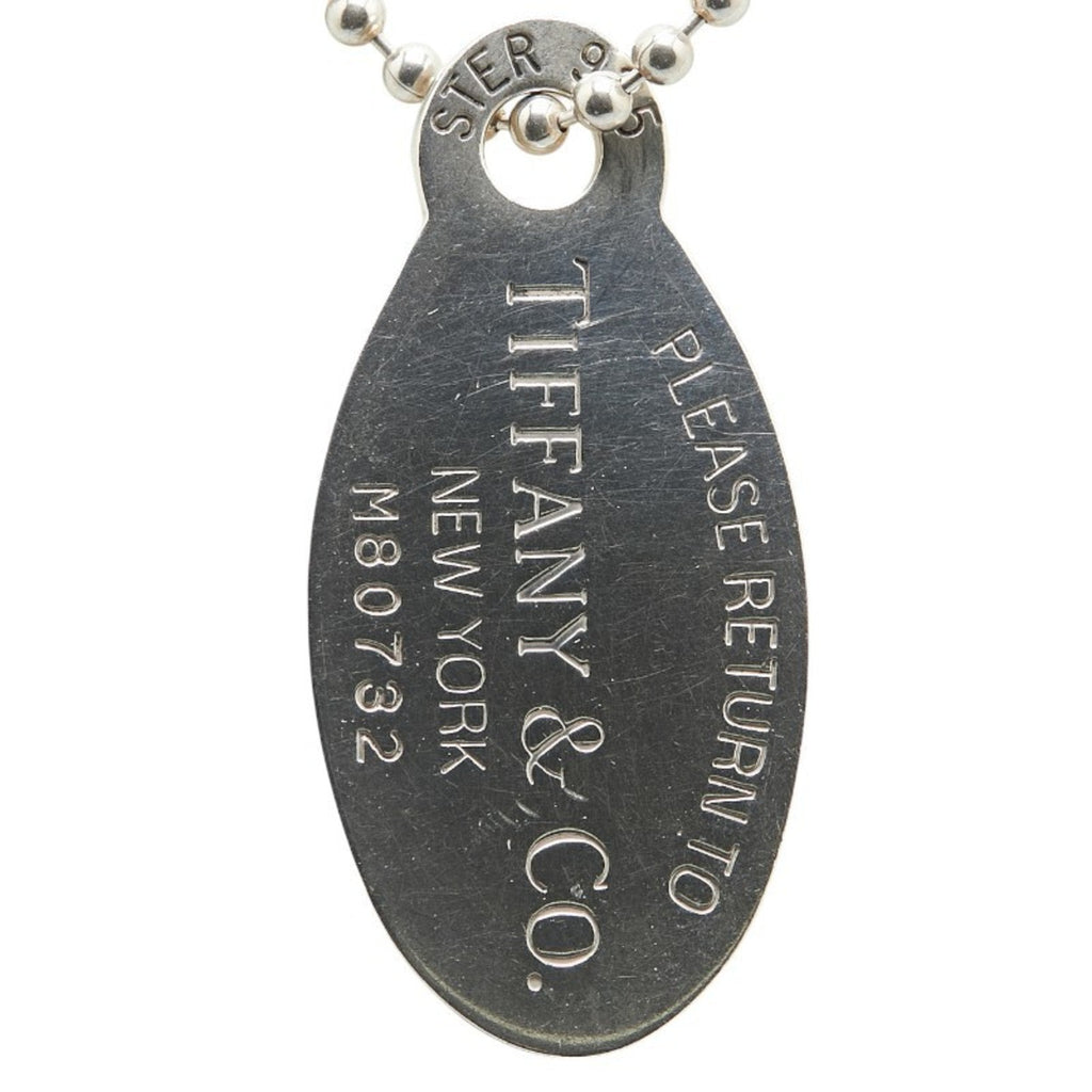 Oval Tag Pendant Necklace Sterling Silver Ball Chain