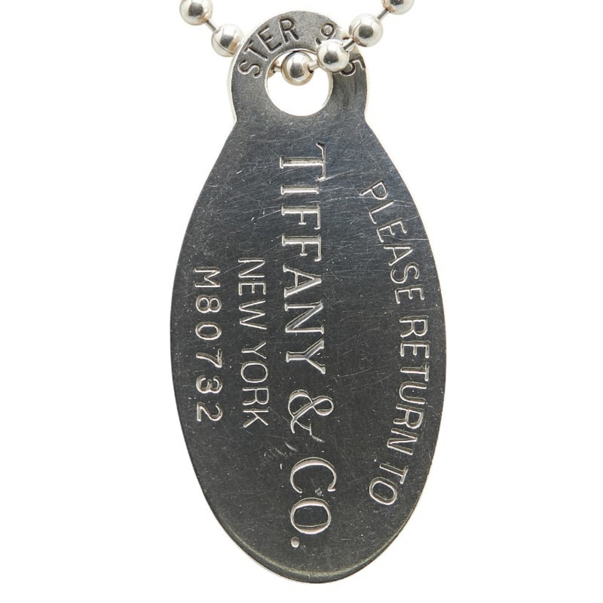 Oval Tag Pendant Necklace Sterling Silver Ball Chain