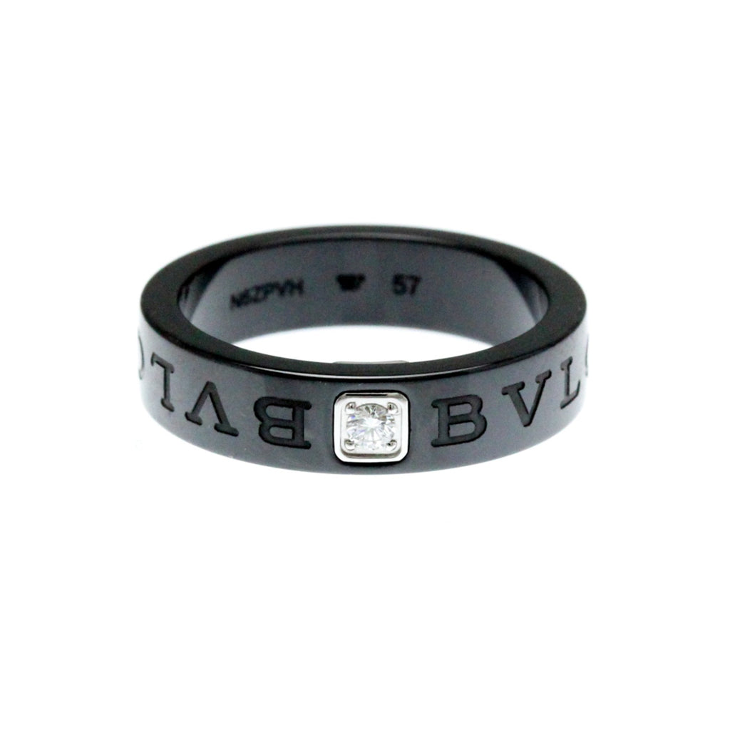 Band Ring Ceramic and 18K White Gold with Diamond
