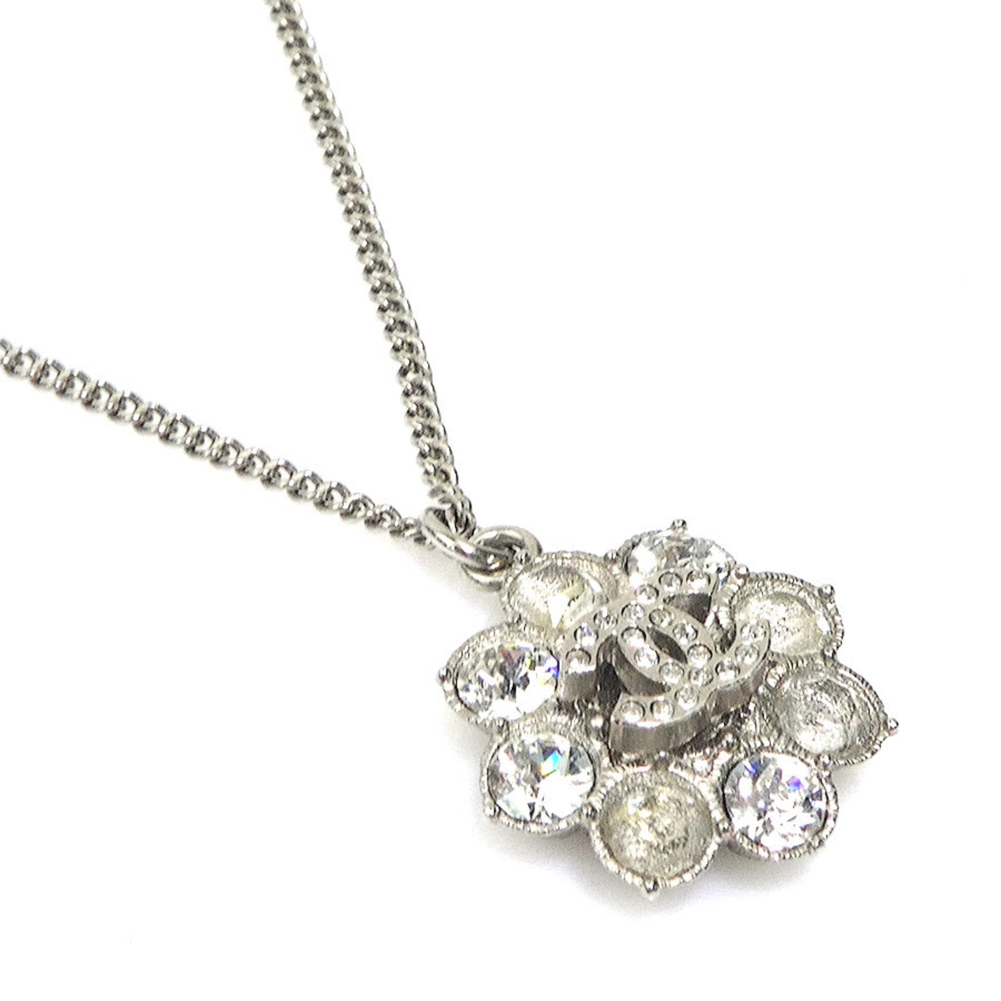 CC Logo Pendant Necklace Silver-Tone Metal