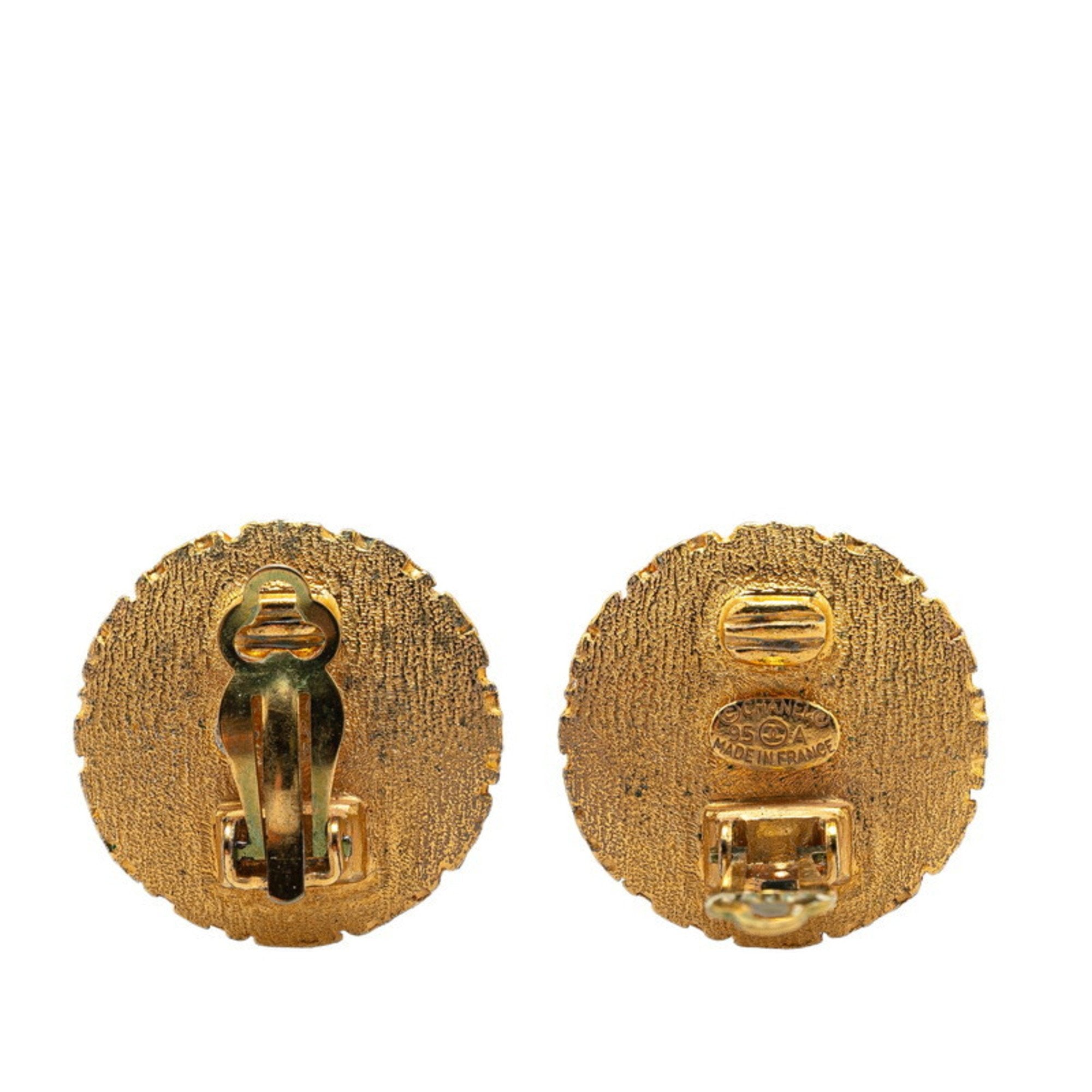 CC Logo Round Clip-On Earrings Metal