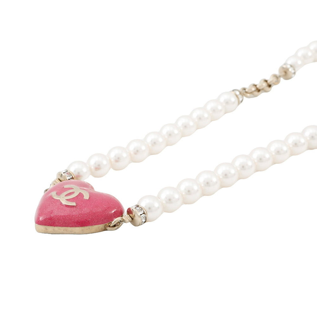 CC Logo Heart Pendant Necklace Metal