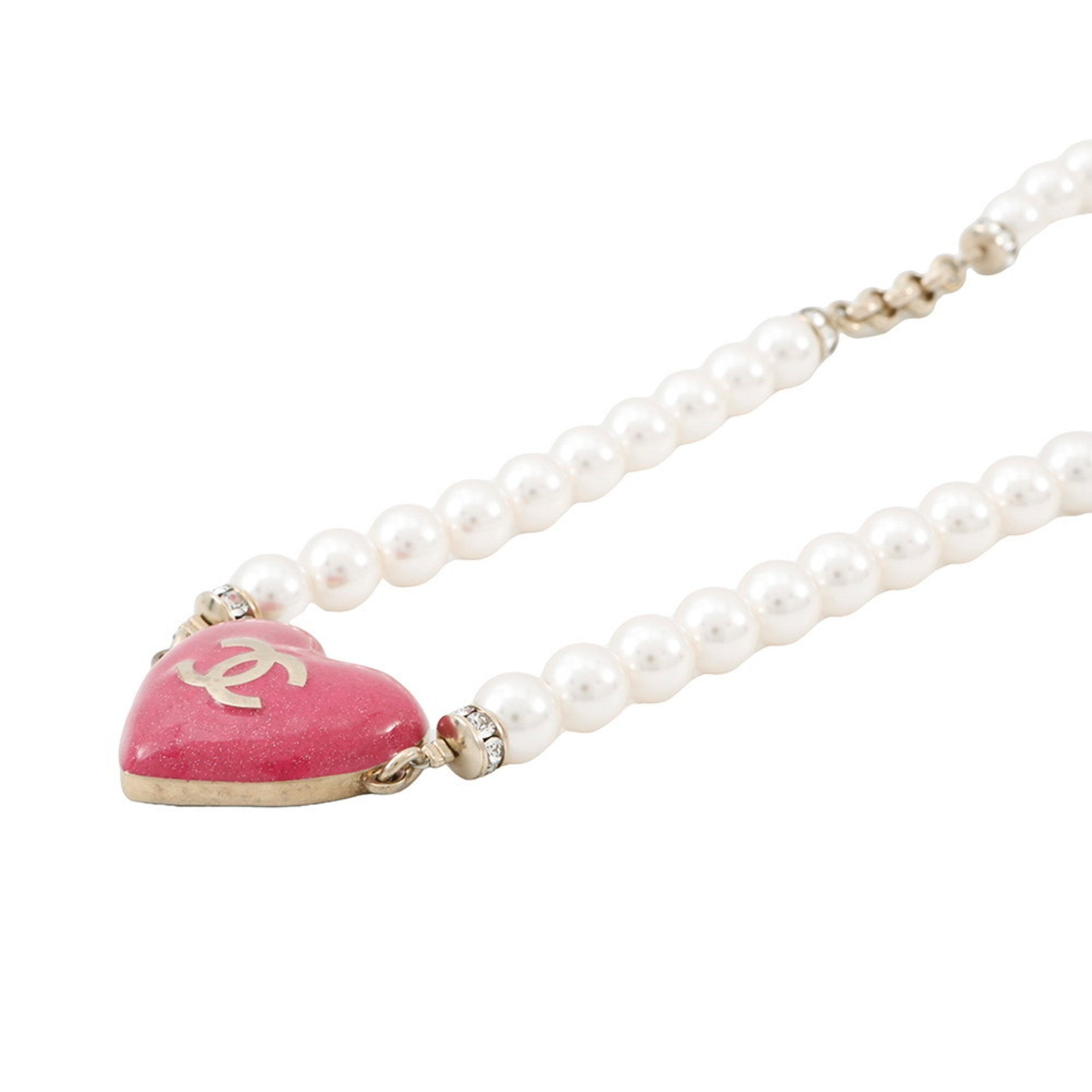 CC Logo Heart Pendant Necklace Metal