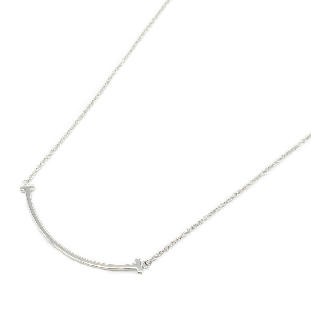 T Smile Pendant Necklace Sterling Silver with 18K White Gold