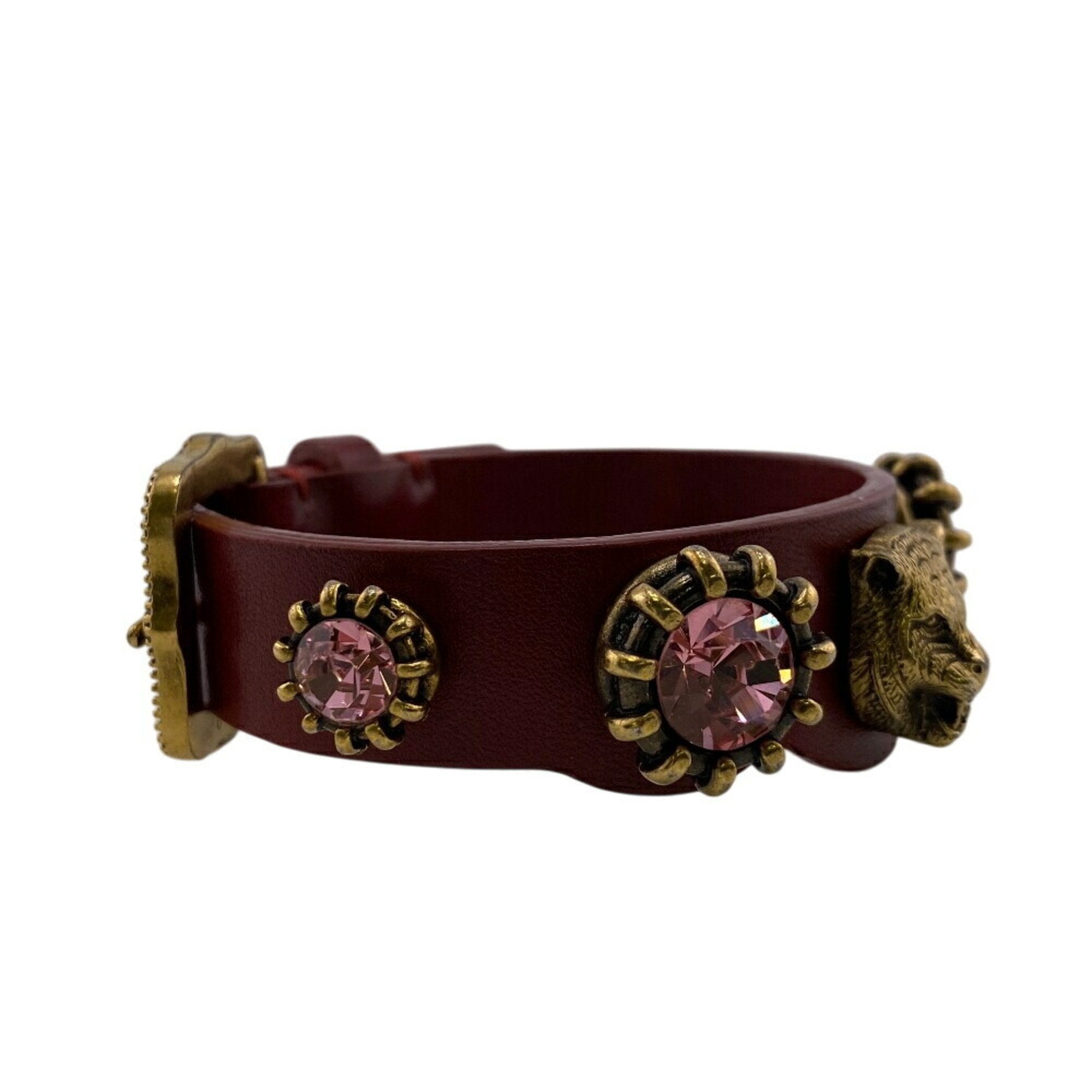 Bracelet Leather Gold and Red