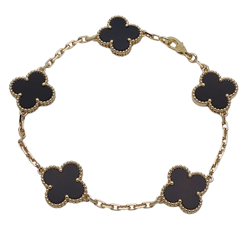 Vintage Alhambra Bracelet 18K Yellow Gold and Onyx