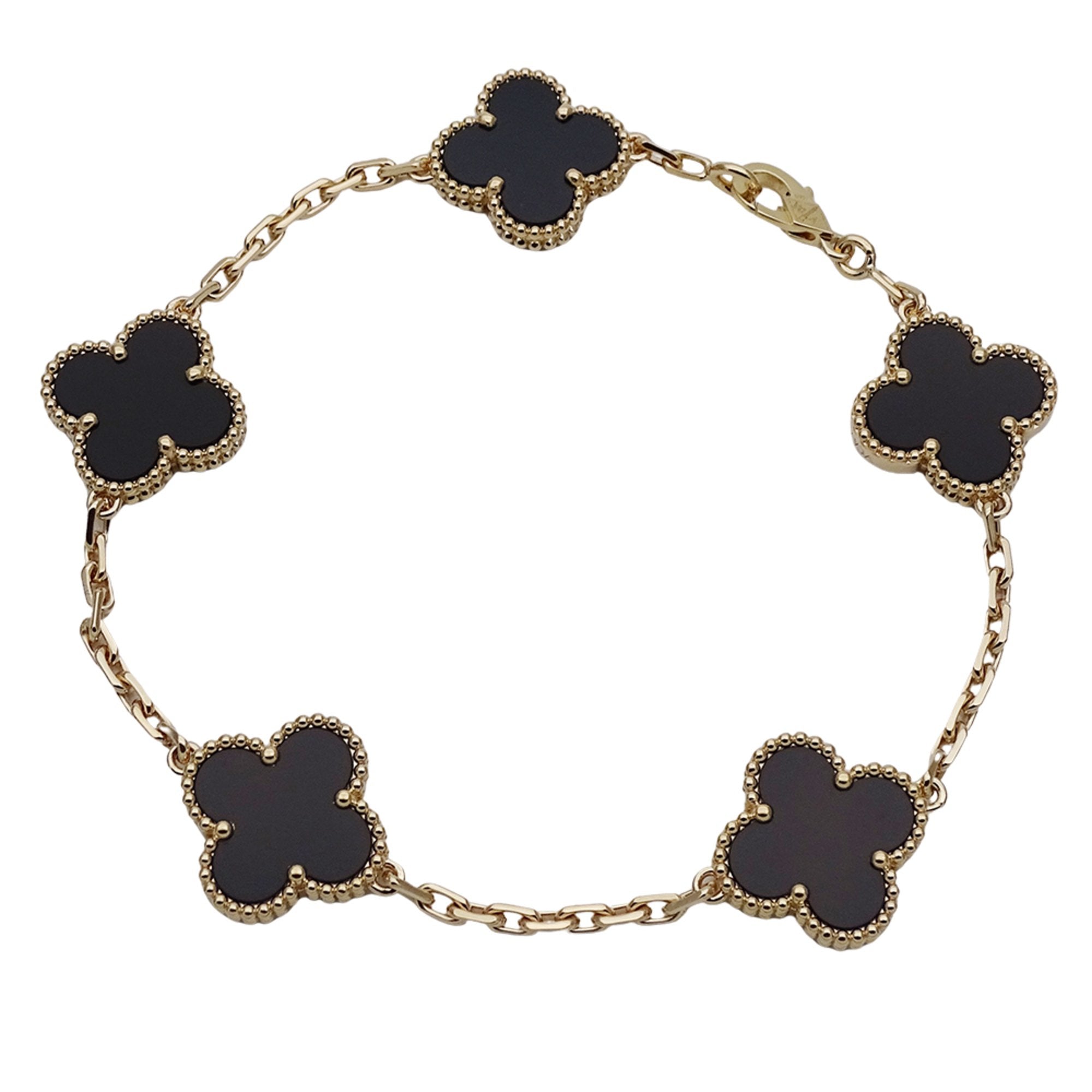 Vintage Alhambra Bracelet 18K Yellow Gold and Onyx
