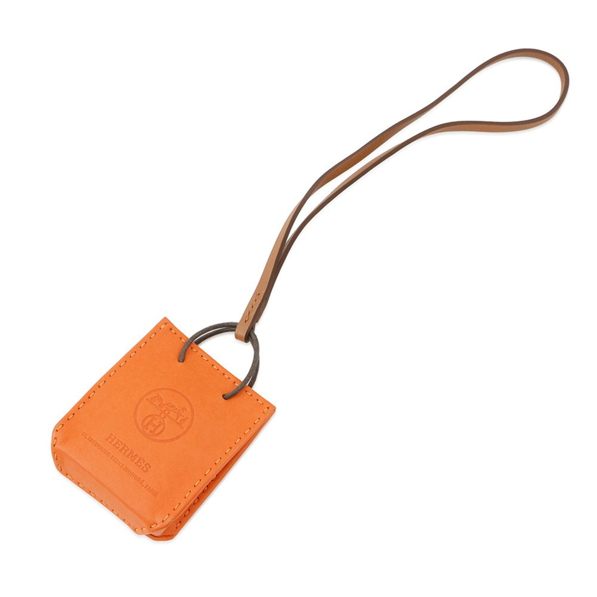 Shopper Bag Charm Leather and Gold Feu Handbag Charm