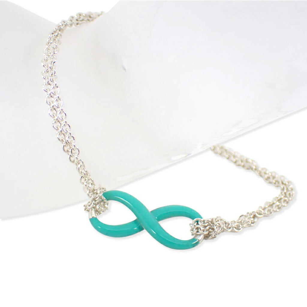 Infinity Blue Double Chain Bracelet Sterling Silver