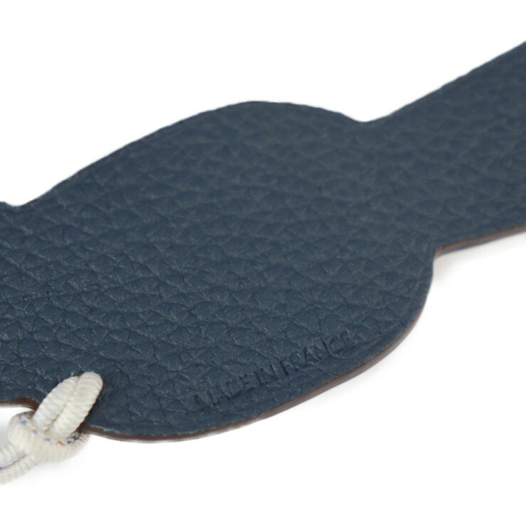 Charm Togo Leather Brown and Navy Handbag Charm