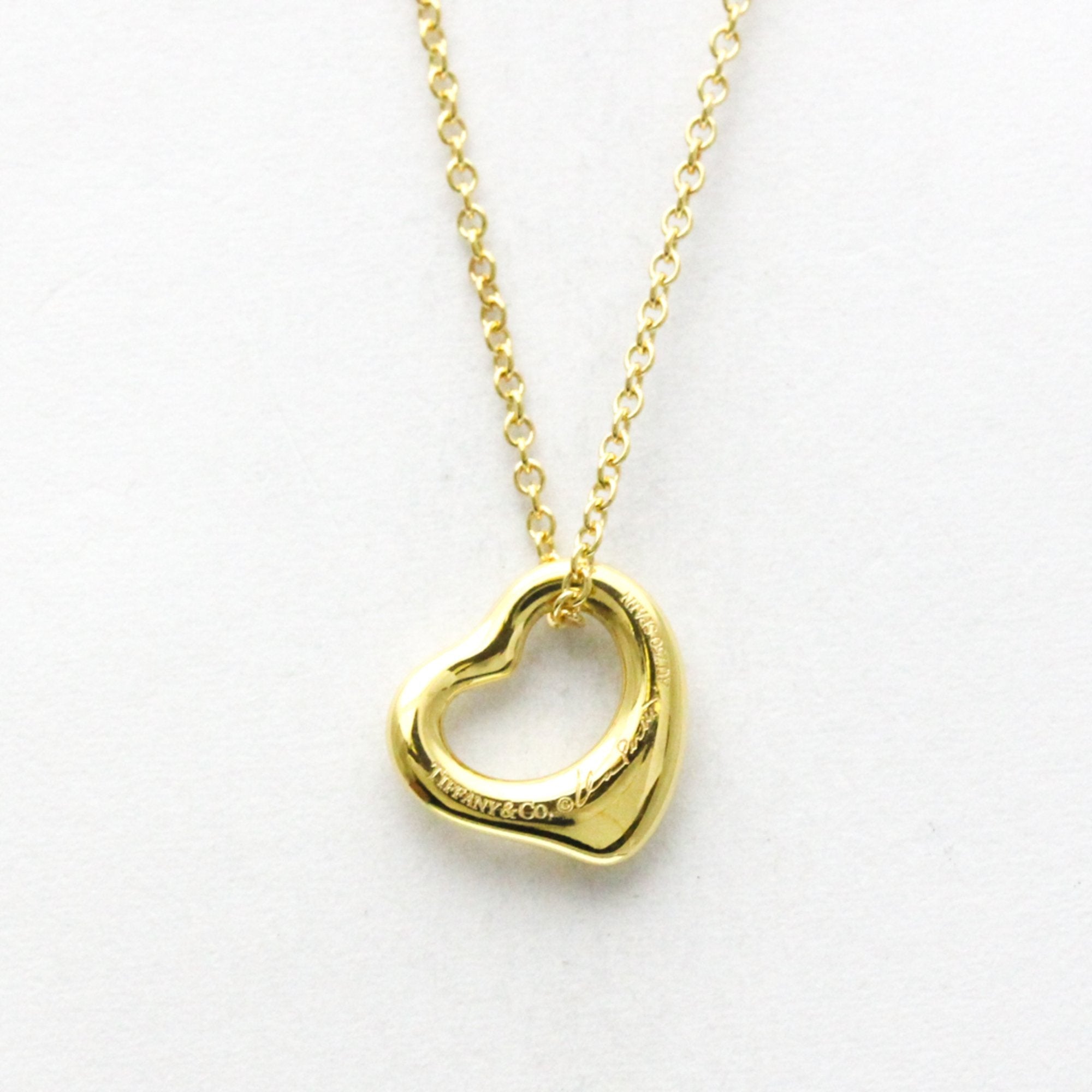 Open Heart Pendant Necklace 18K Yellow Gold 11mm