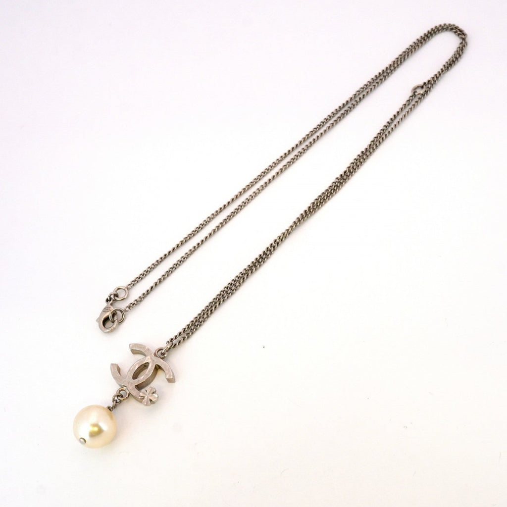 CC Logo Pendant Necklace Silver-Tone Metal