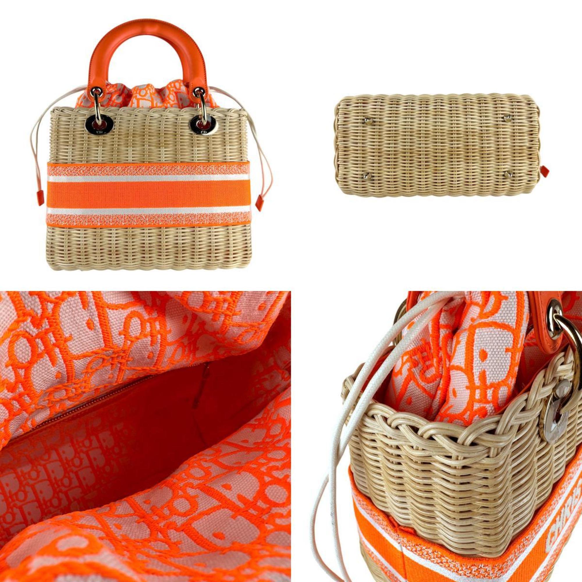 Lady Dior Bag Wicker and Oblique Canvas Medium