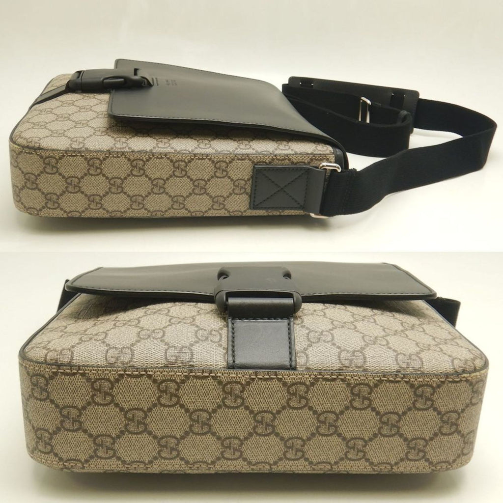 Buckle Flap Messenger Bag GG Coated Canvas with Leather Medium