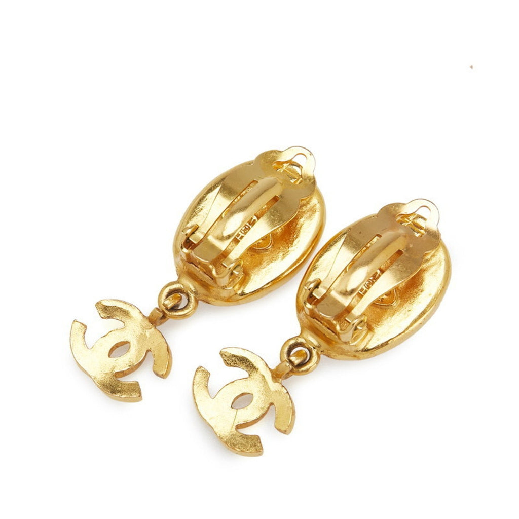 CC Logo Clip-On Earrings Gold-Tone Metal Gold-Tone Metal